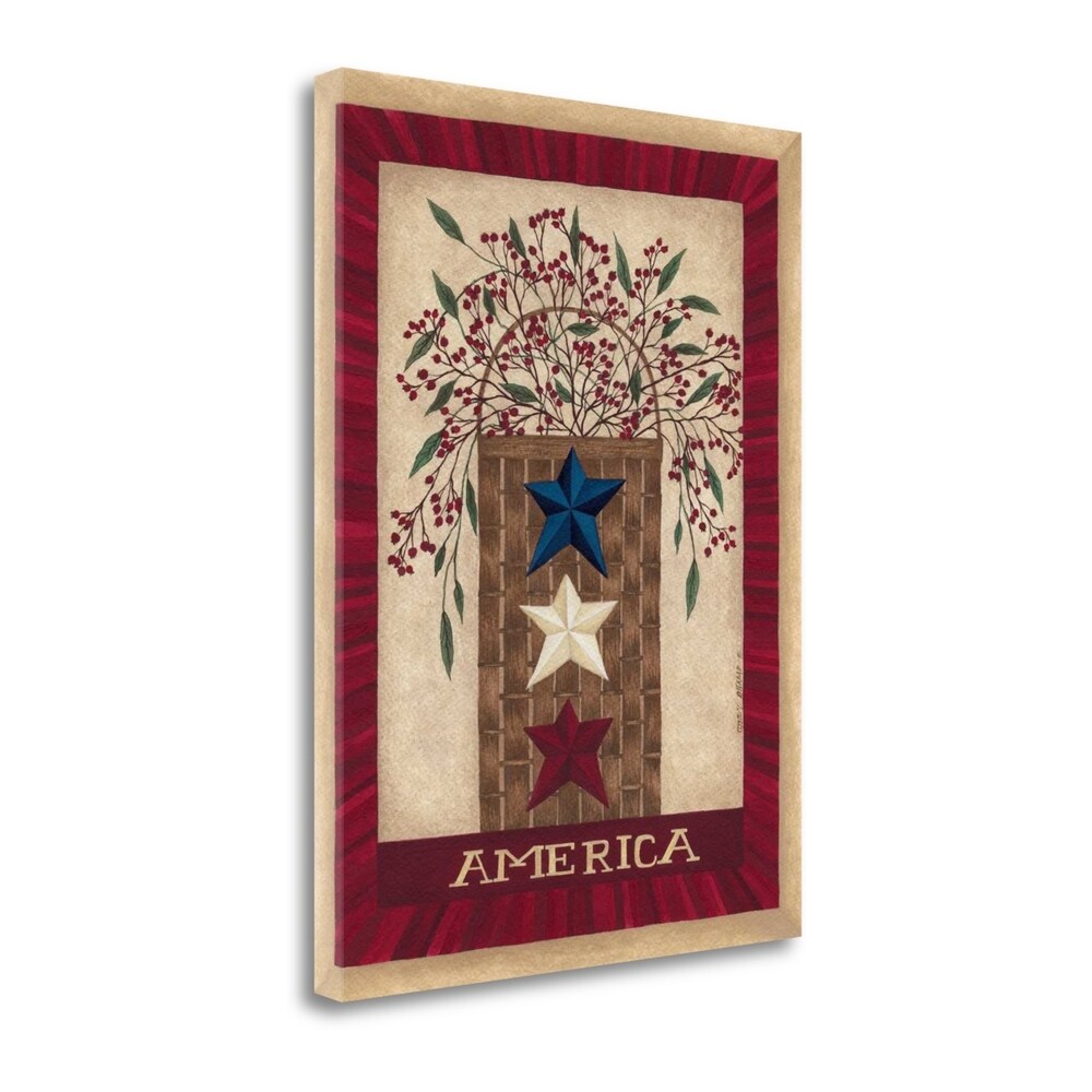 America by Cindy Shamp - Premium Giclee Art Print on Gallery Wrapped Canvas - Handmade Wall Decor for Living Room, Bedroom & Office - Ready to Hang Framed Painting