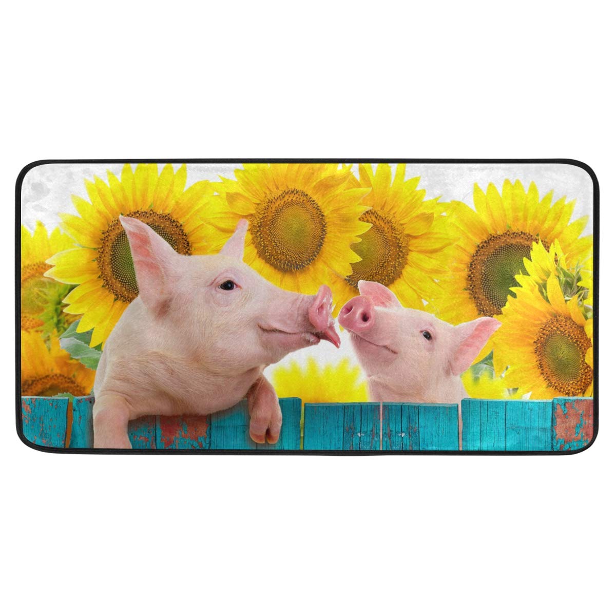 AGONA Anti-Fatigue Kitchen Mat with Funny Pig & Sunflower Design - Non-Slip Soft Standing Floor Mat for Kitchen, Bathroom, Indoor & Outdoor Use - Perfect Home Decor Rug for Comfortable Cooking and Cleaning