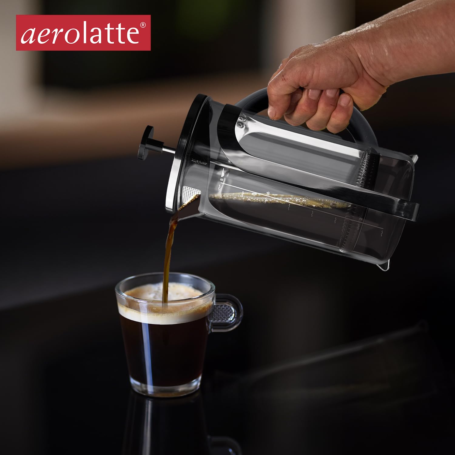 Aerolatte 8-Cup French Press Coffee Maker, 34-Ounce Stainless Steel Coffee Press for Home, Office & Camping - Perfect for Brewing Rich, Bold Coffee