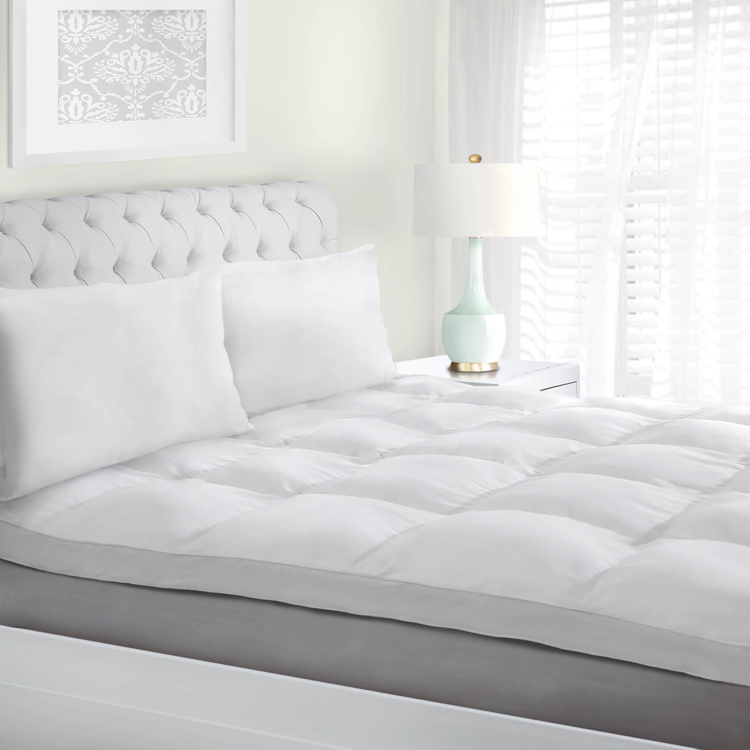 Hypoallergenic Down Alternative 2 Inch Deep Mattress Topper Cover - Breathable & Comfortable for Allergy Relief, Perfect for Bedroom, Guest Room & Dorm Use