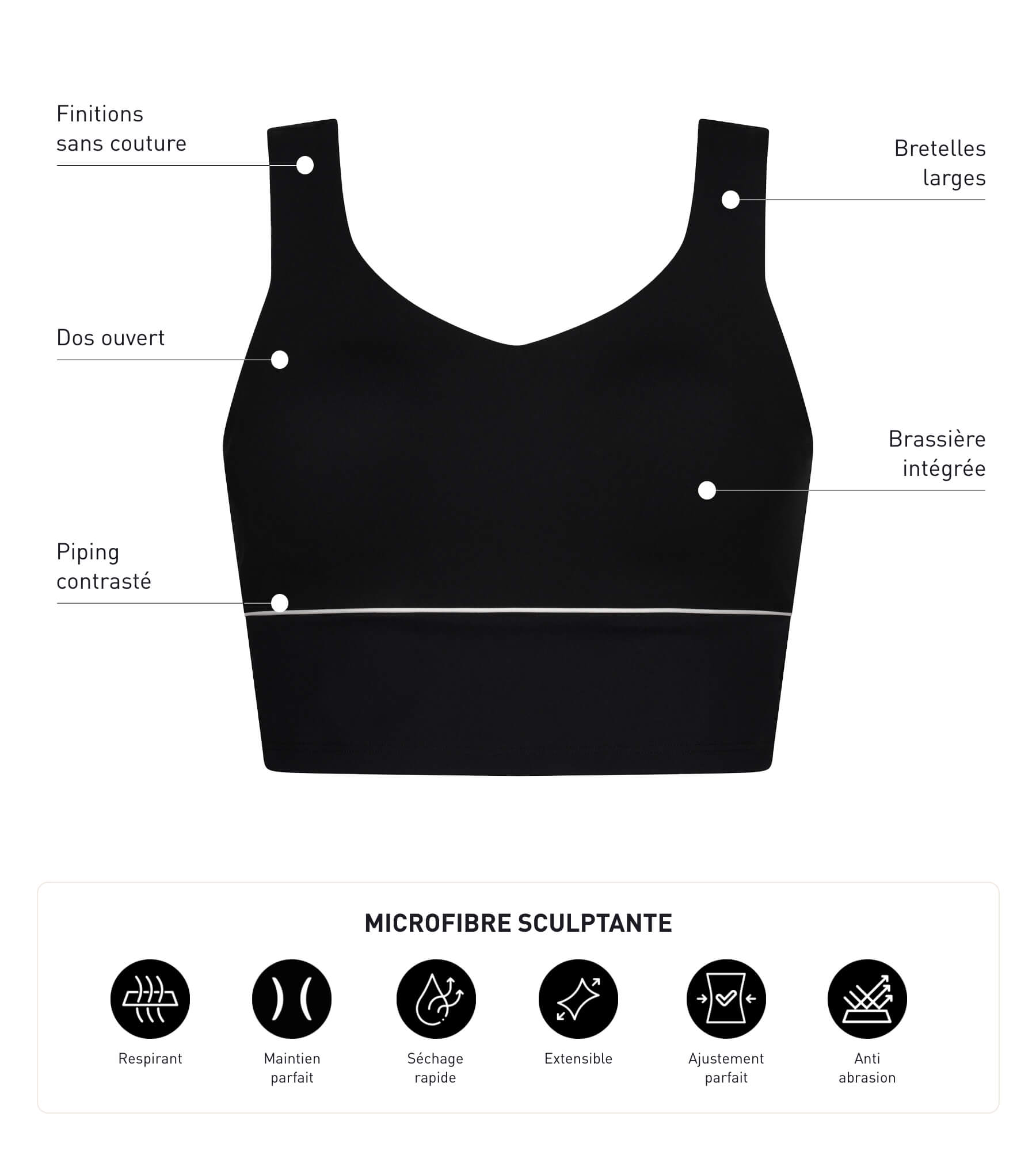 Sculpting Black Microfiber Longline Bra by Dim Move - Perfect for Yoga, Workouts & Everyday Comfort