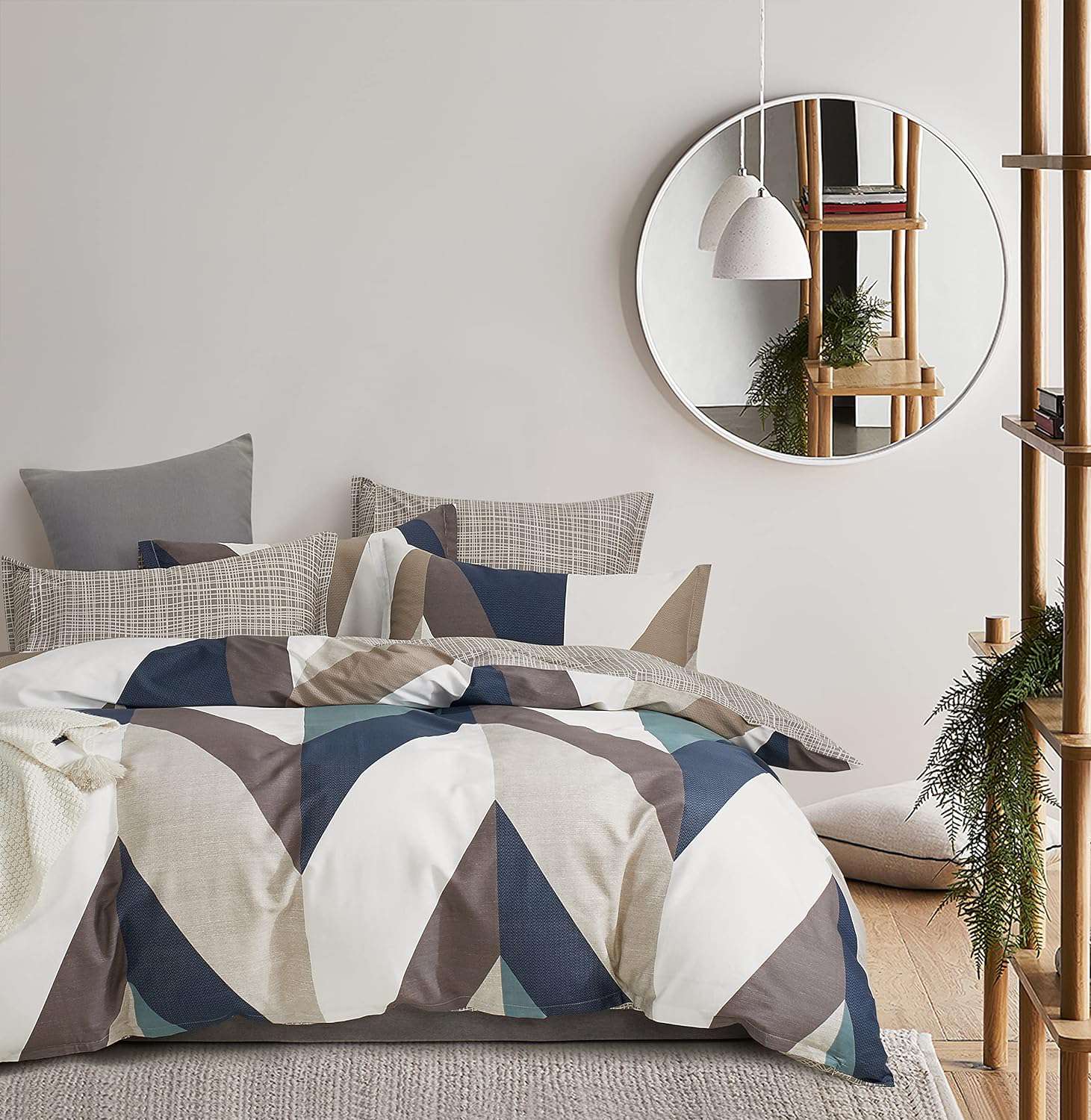 100% Cotton Oliver Reversible Printed Quilt Cover Set Queen Size - Soft & Breathable Bedding Set for All Seasons - Perfect for Master Bedroom, Guest Room & Dorm Decor