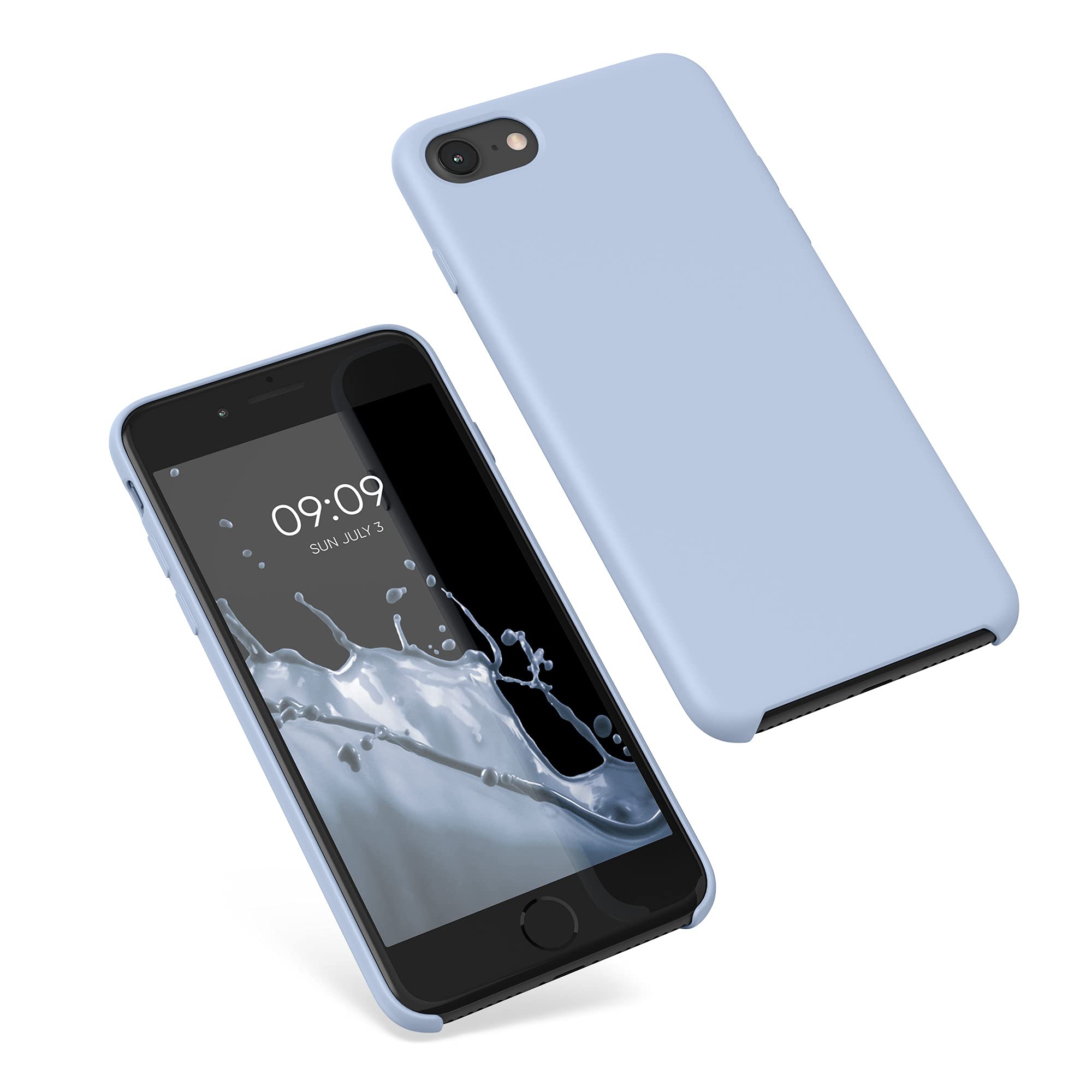 kwmobile Premium TPU Silicone Case for Apple iPhone SE (2022/2020) & iPhone 8/7 - Soft Matte Finish Light Blue Protective Phone Cover - Perfect for Everyday Use, Work & Travel