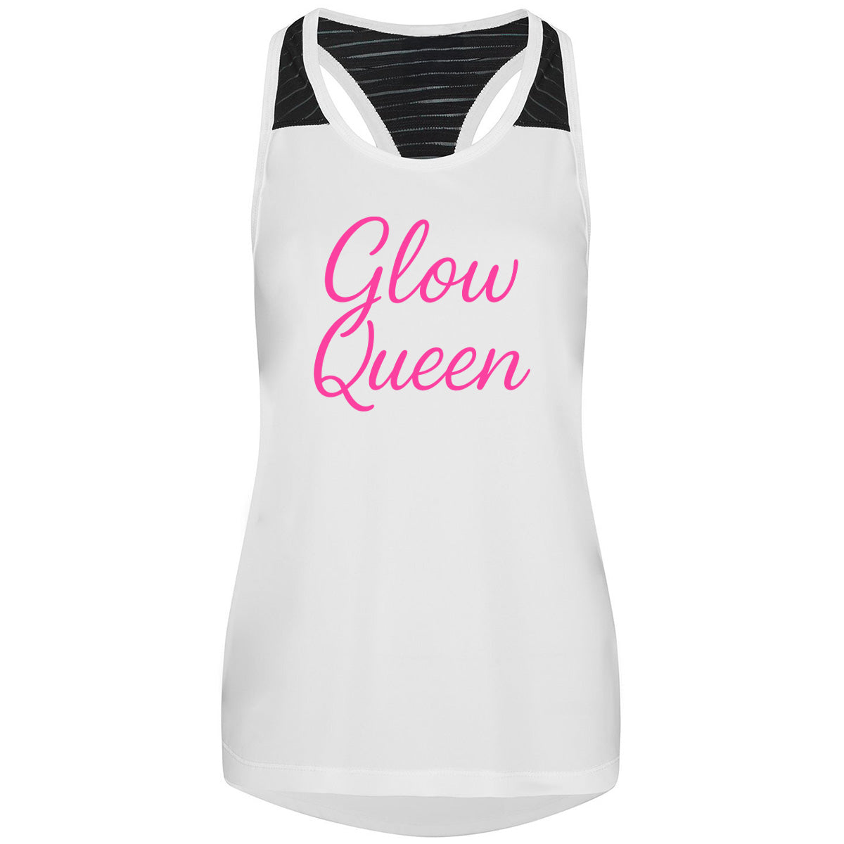 Glow Queen Mesh Racerback Vest for Women - Breathable Workout Tank Top - Gym, Yoga & Running Athletic Wear