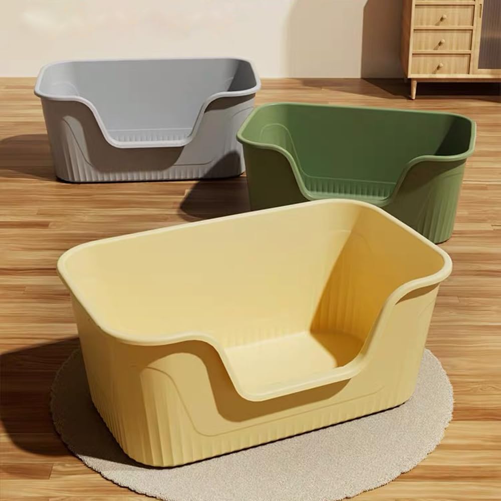 Vealind XXL Jumbo Cat Litter Box for Large Cats - 31×21×16 Inch Yellow Easy-Clean High-Sided Litter Pan for Multiple Cats | Perfect for Maine Coons, Ragdolls & Multi-Cat Households