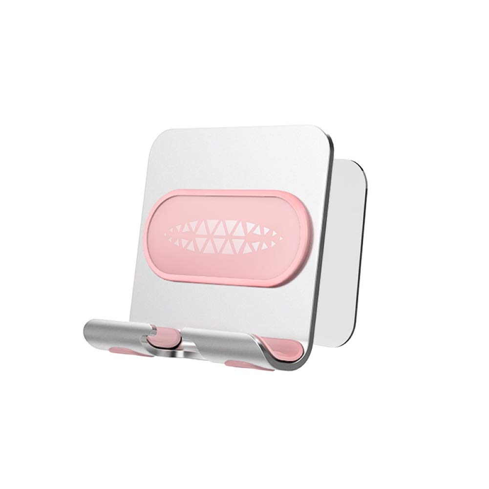 NewshijieCOb Universal Drill-Free Wall Phone Holder - Silver & Pink Bathroom Phone Charging Rack Bracket | Perfect for Shower, Kitchen & Bedroom Organization