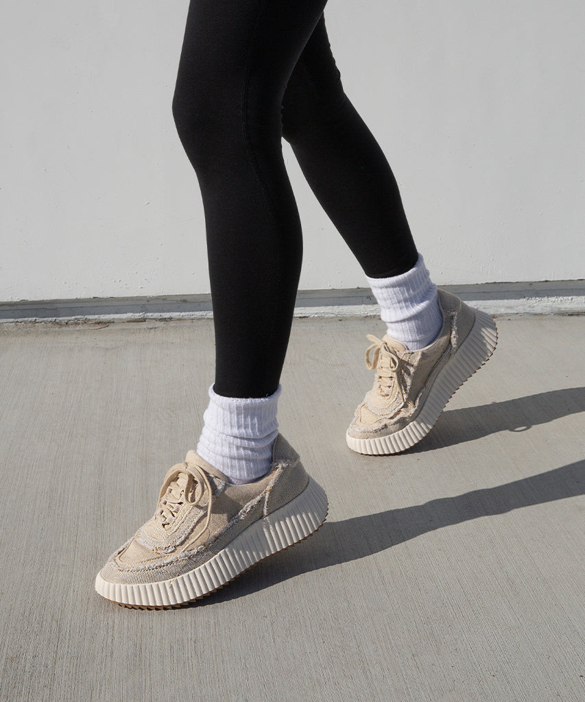 DOLEN FRAY Sneakers - Sand Canvas Casual Shoes for Men & Women | Comfortable Walking & Everyday Wear | Perfect for Street Style, Travel & Outdoor Activities