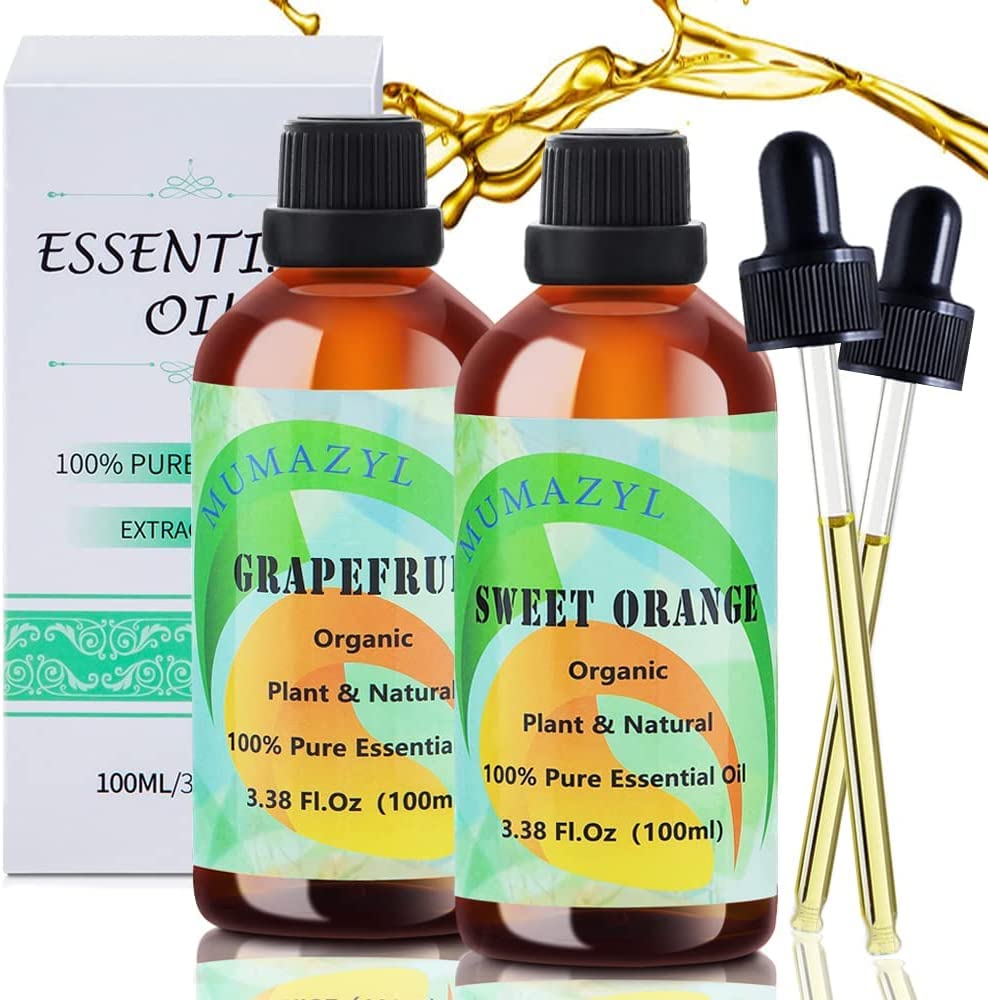 Sweet Orange Grapefruit Essential Oil 100ml & Magnolia Essential Oil Set - Aromatherapy Diffuser Oils for Relaxation, Stress Relief | Perfect for Home, Office, Bedroom, Bathroom, Study, Living Room, Yoga & Spa