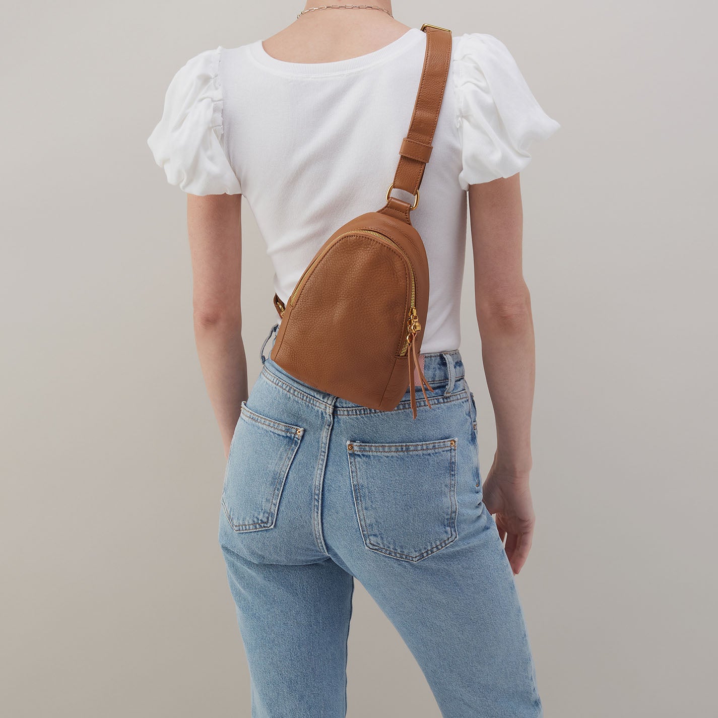 Premium Pebbled Leather Fern Sling Bag in Warm Honey - Stylish Crossbody Purse for Women, Perfect for Work, Travel & Everyday Use