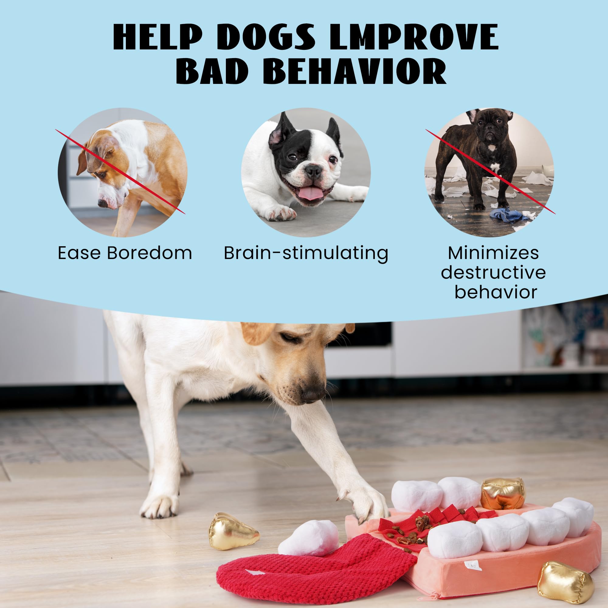 Interactive Teeth Cleaning Dog Toys for Small to Large Breeds - Nocciola Enrichment Puzzle Chew Toy with Non-Slip Design for Hide & Seek Play | Keep Dogs Entertained Indoors & Outdoors During Training, Travel or Alone Time