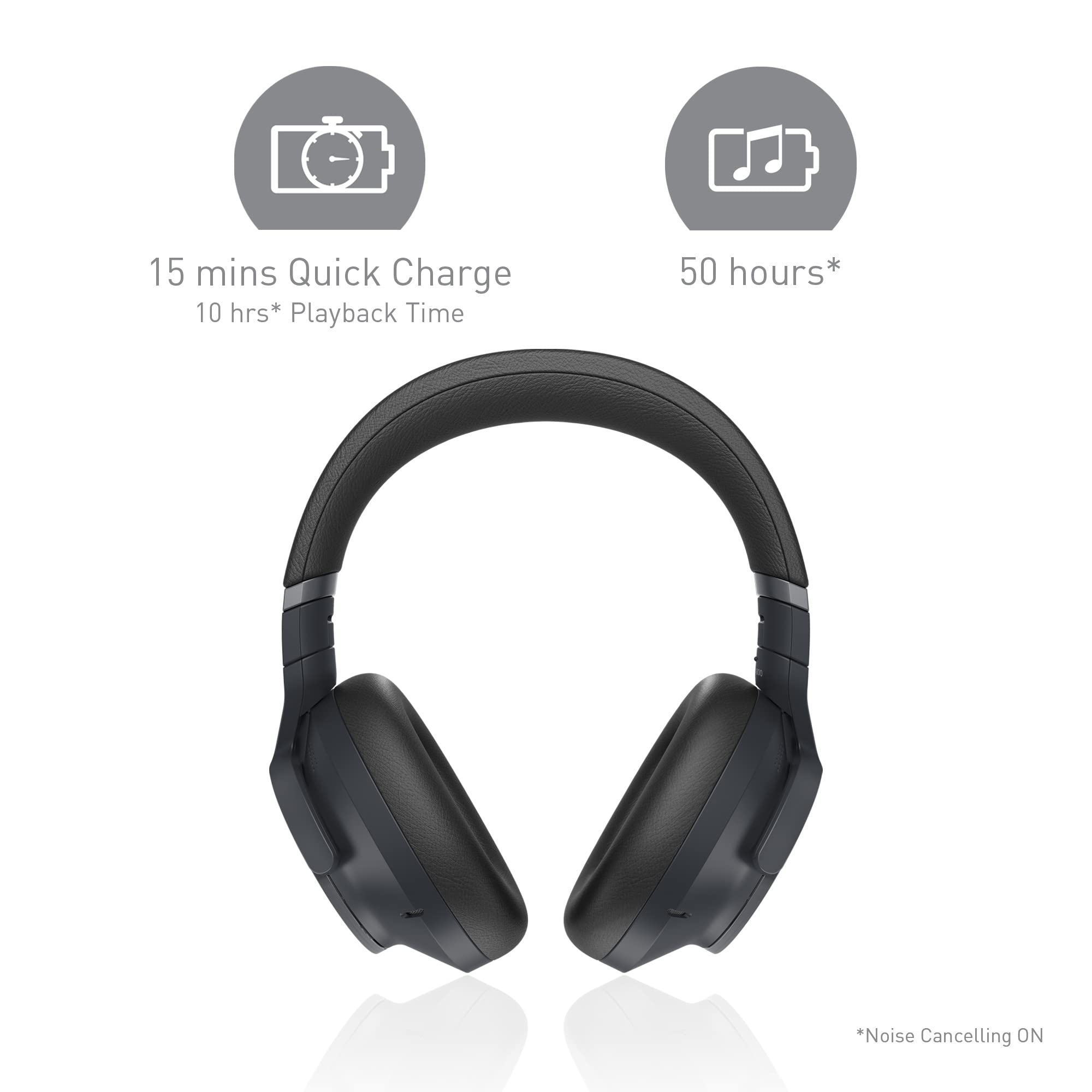Technics EAH-A800 Premium Closed-Back Wireless Headphones with Noise Cancellation - Black | Perfect for Travel, Office & Home Listening