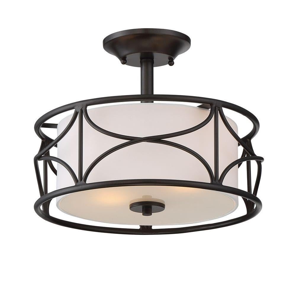 DESIGNERS FOUNTAIN Avara 2-Light Semi Flush Mount Ceiling Light Fixture in Oil Rubbed Bronze Finish - 88611-ORB - Perfect for Bedroom, Hallway, or Entryway Lighting