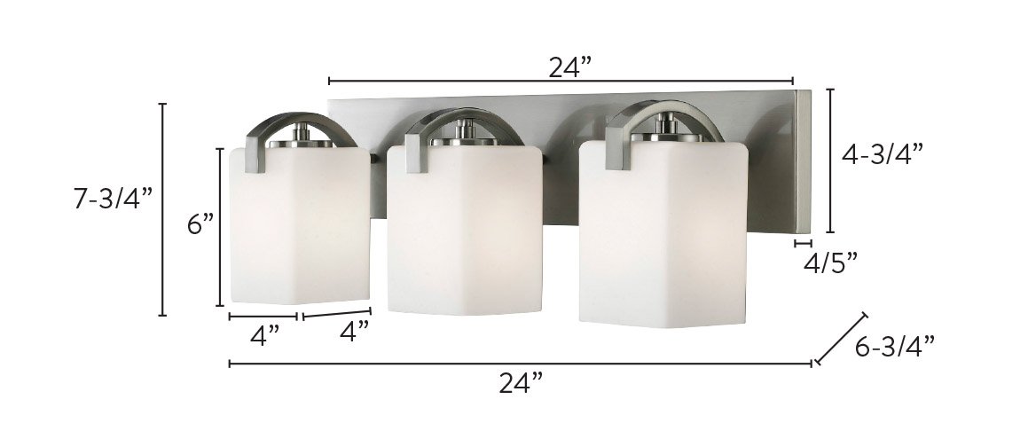 Canarm IVL422A03BN Palmer 3-Light Bathroom Vanity Light Fixture in Brushed Nickel Finish - Perfect for Modern Bathroom, Powder Room & Spa Decor