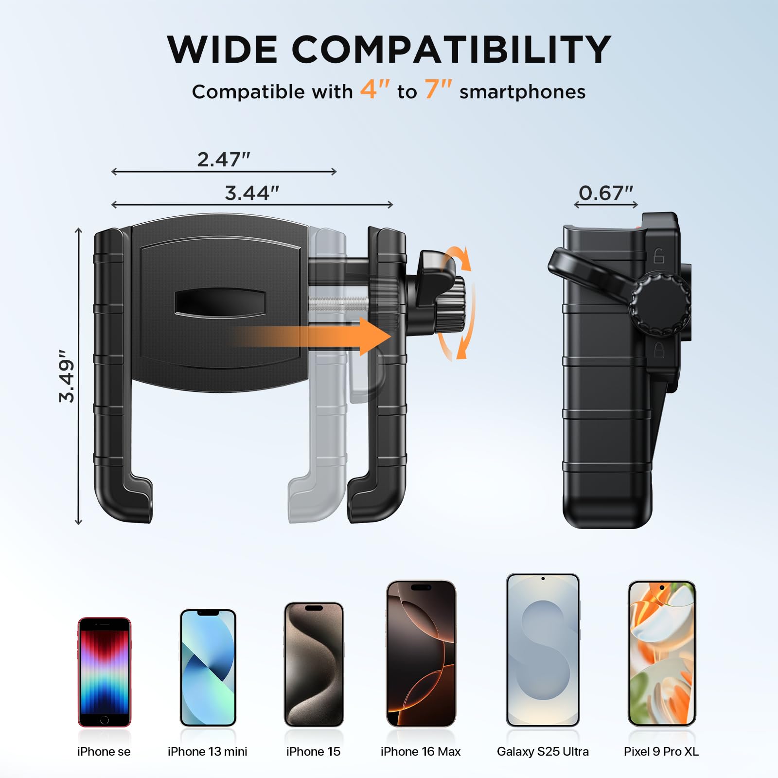 Miracase Bike Phone Holder - Motorcycle & Bicycle Phone Mount with Quick Lock - Handlebar Cell Phone Clamp for Scooter - Compatible with iPhone & Samsung - Perfect for Cycling, Commuting & Outdoor Adventures