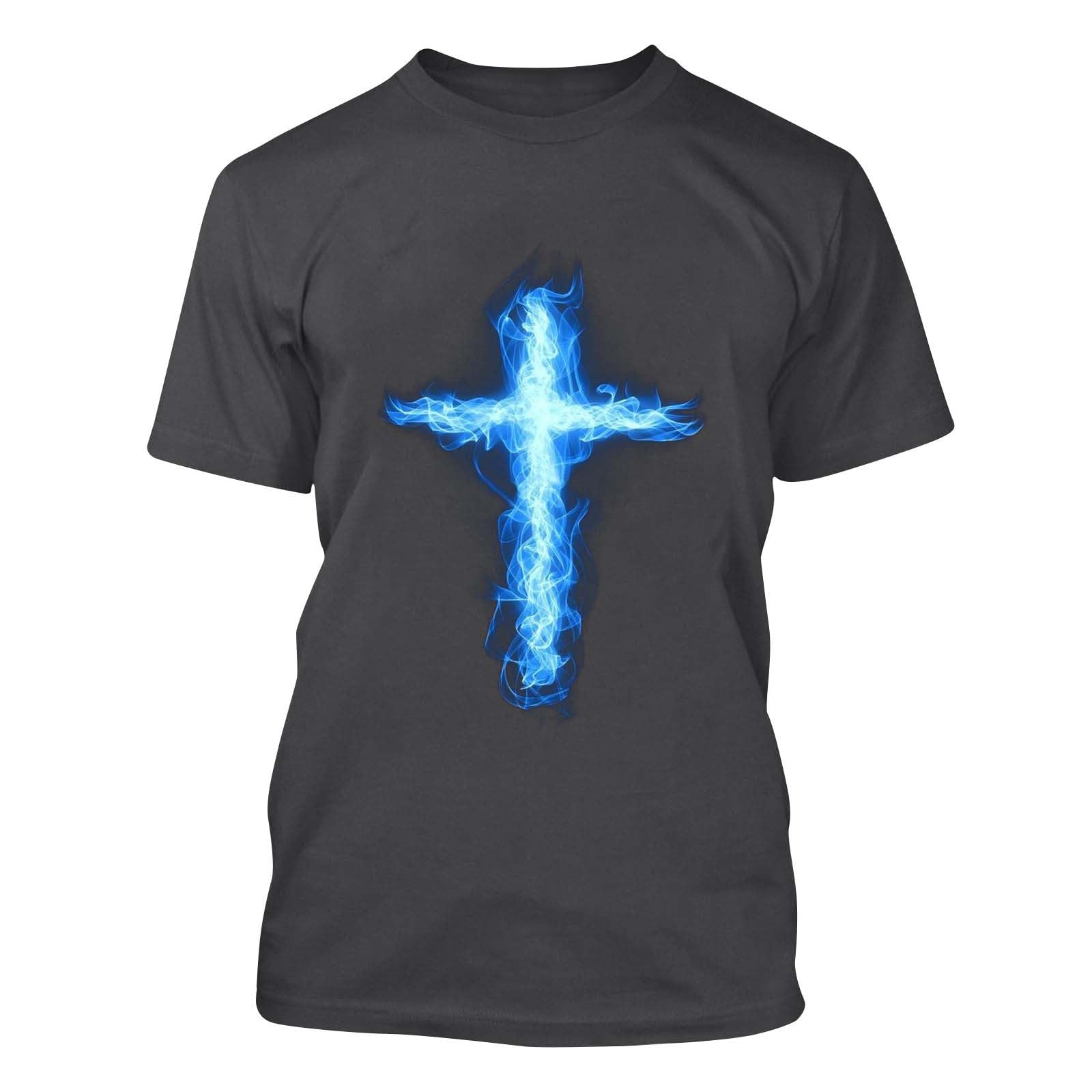 Zeiyignr Men's Christian Faith T-Shirt - Jesus Cross Print Casual Short Sleeve Shirt for Summer, Workout & Everyday Wear | Religious Apparel for Church, Bible Study & Christian Events