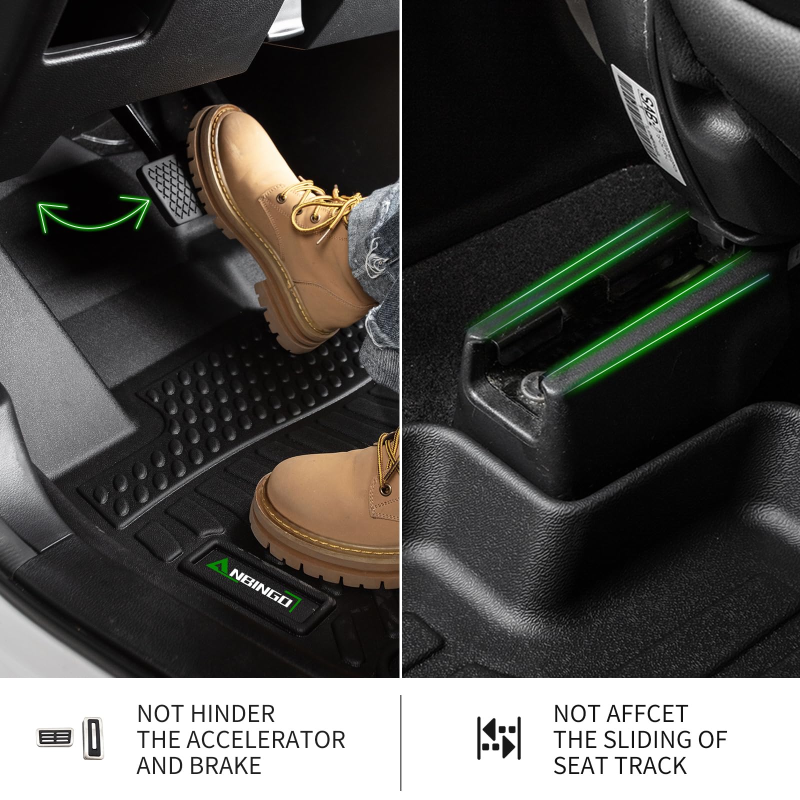 ANBINGO® Waterproof All-Weather Floor Mats for VW Golf MK7 (2015-2021) - Full Set Front & Rear Custom Fit Car Mats - Golf/Golf Alltrack/GTI/R/Sportwagen Accessories - Durable Black Floor Liners for Driving Comfort & Car Protection