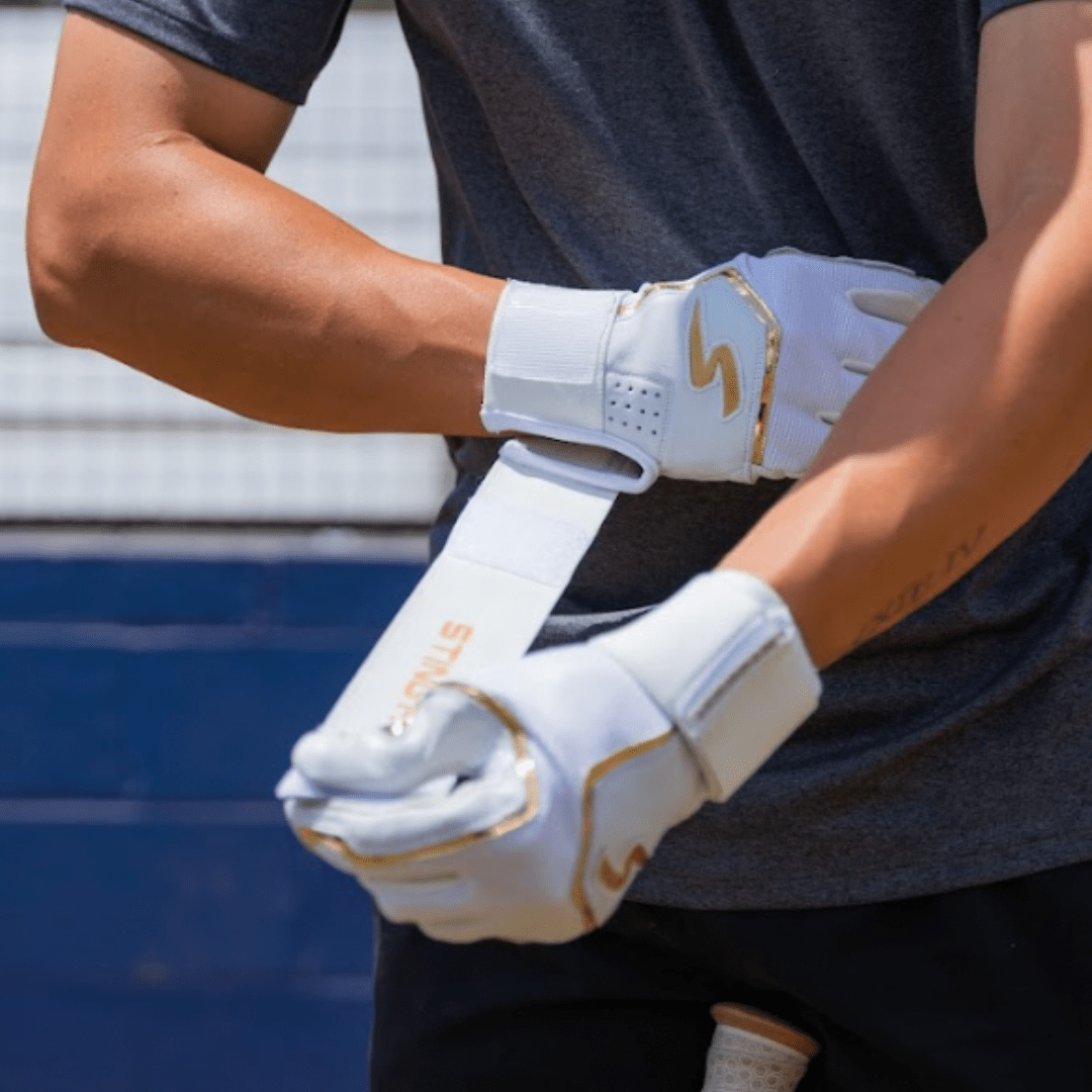 Premium Winder Series Batting Gloves - White & Gold Chrome Baseball Gloves for Men & Women - Perfect for Baseball Training, Games & Outdoor Sports