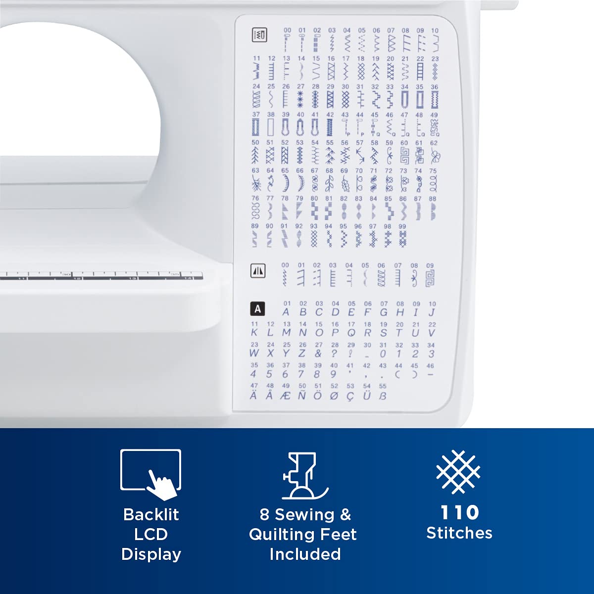 Brother Computerized Sewing and Quilting Machine with 165 Built-in Stitches, LCD Display & Wide Table - Includes 8 Presser Feet (White, 20x12x17) - Perfect for Home Sewing, Quilting, Dressmaking and DIY Crafts