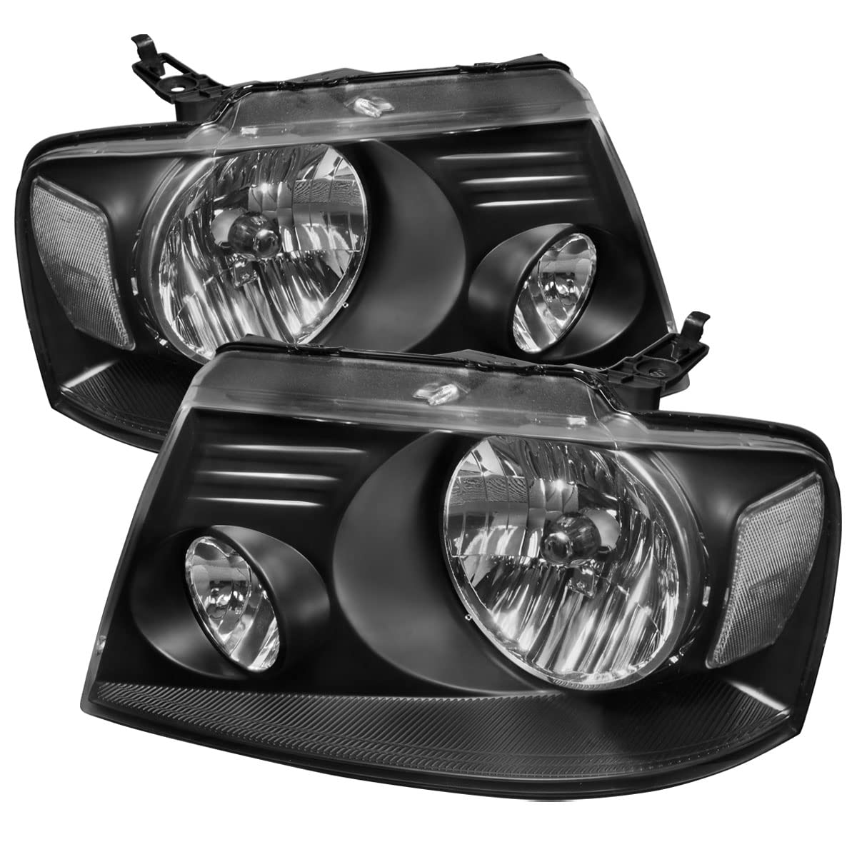 CarPartsInnovate Black Housing Clear Lens Headlights for 2004-2008 European Cars - Left & Right Pair - Upgrade Your Vehicle's Style & Night Visibility (Perfect for Road Trips & Night Driving)