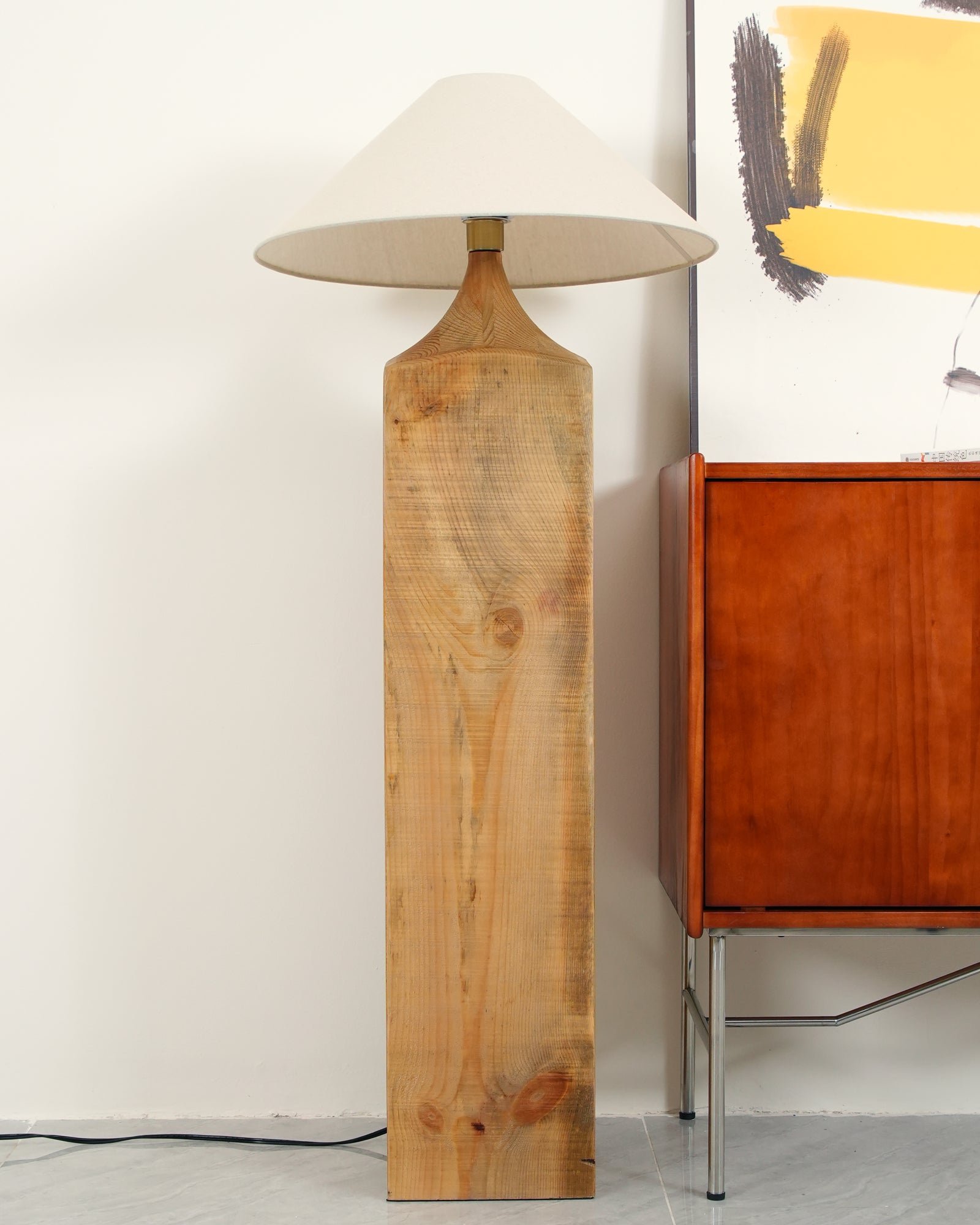 Arboreal Whisper Modern Floor Lamp - Adjustable Standing Light for Living Room, Bedroom & Office - Warm White LED Reading Light with Wooden Base