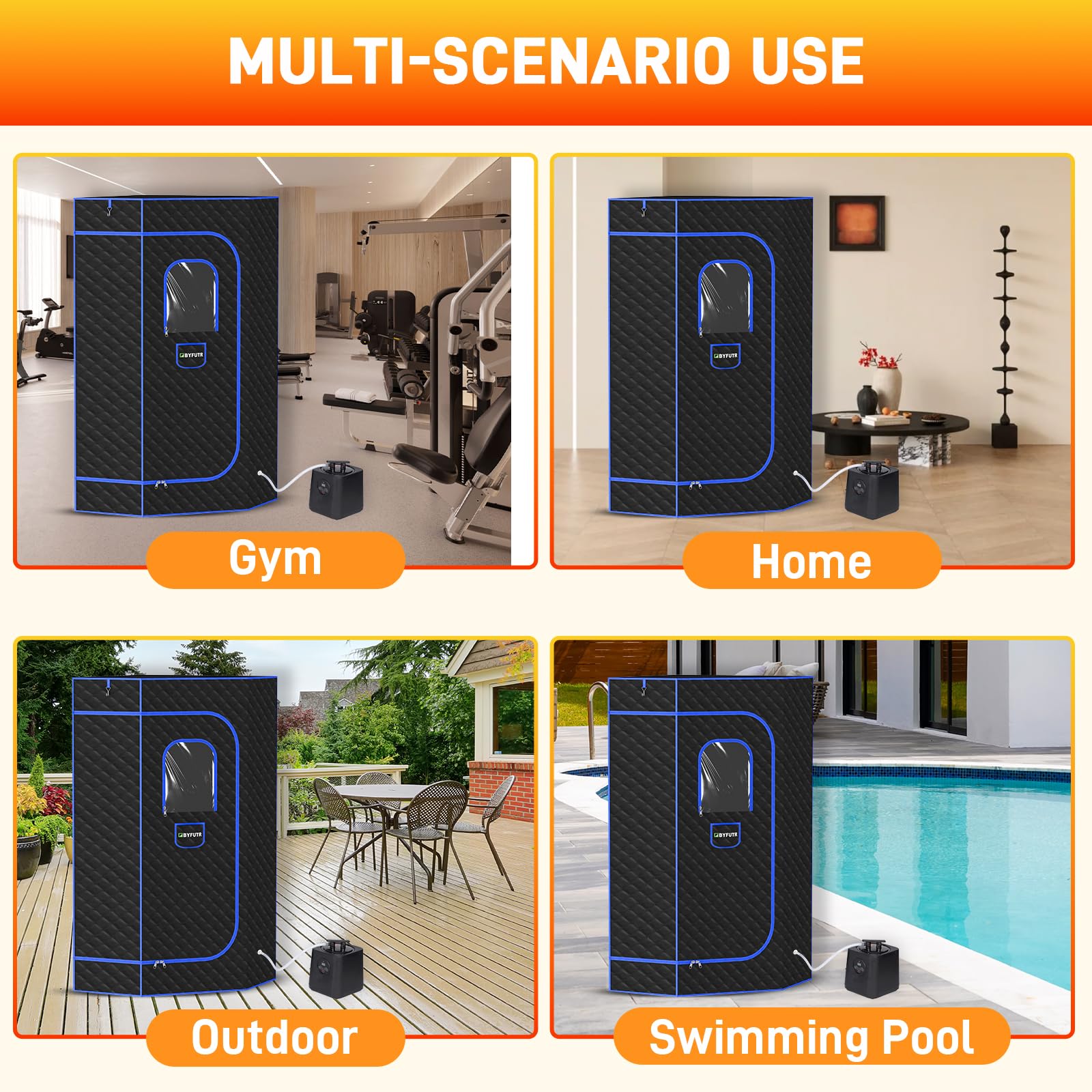 Portable Home Sauna Tent - 3L 1200W Personal Steam Sauna Box for Relaxation, Detox & Weight Loss | Perfect for Home Gym, Yoga, Pilates & Post-Workout Recovery (Black)