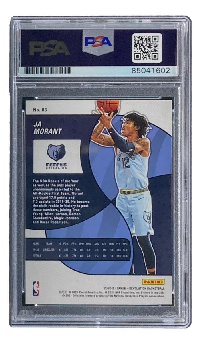 Ja Morant Autographed 2021 Panini Revolution #83 Memphis Grizzlies Basketball Trading Card PSA/DNA Certified Gem Mint 10 - Perfect for NBA Collectors, Sports Memorabilia Enthusiasts & Investment
