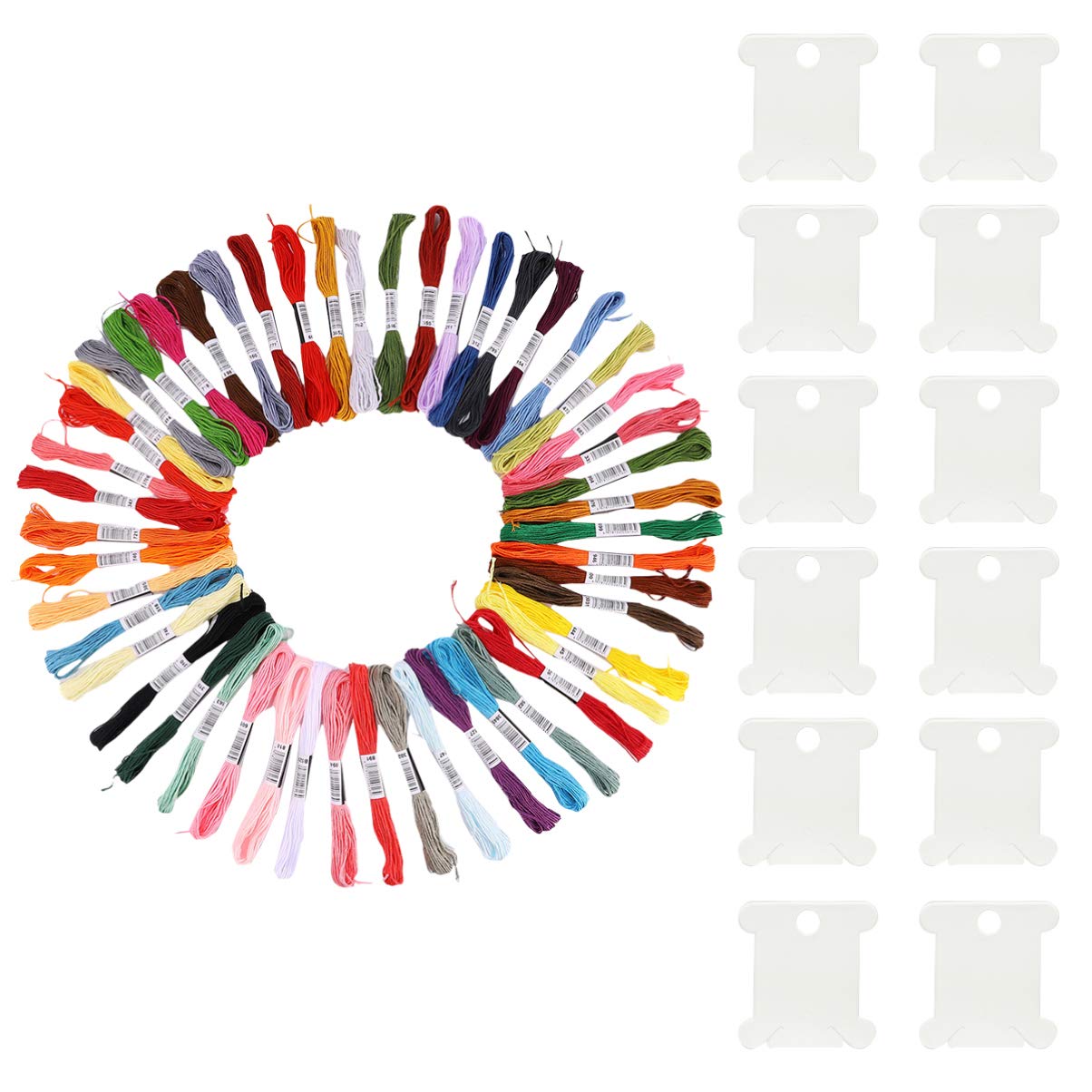 ARTIBETTER 50 Colors Lip Gloss & Embroidery Floss Set with 12 Bobbins - Assorted Thread Kit for Cross Stitch, Bracelet Making & DIY Crafts (Perfect for Beginners & Embroidery Starter Kits)