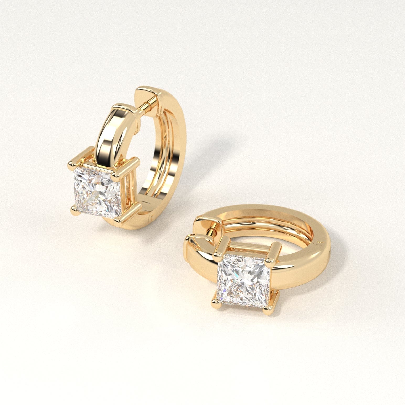 1 Carat Princess Cut Diamond Hoop Earrings for Women - 14K White Gold Dangle Earrings - Perfect for Weddings, Parties & Special Occasions