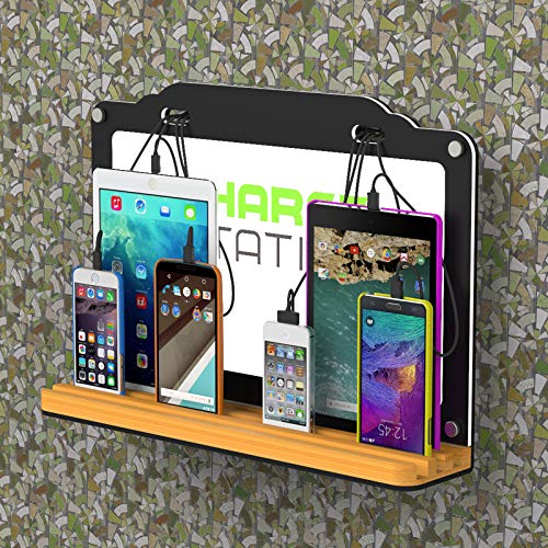 Wall Mount Multi-Device Fast Charging Station with Built-in LED Lights - 6-Port USB Charger for Phones, Tablets & Smart Devices - Perfect for Airports, Hotels, Offices & Public Spaces