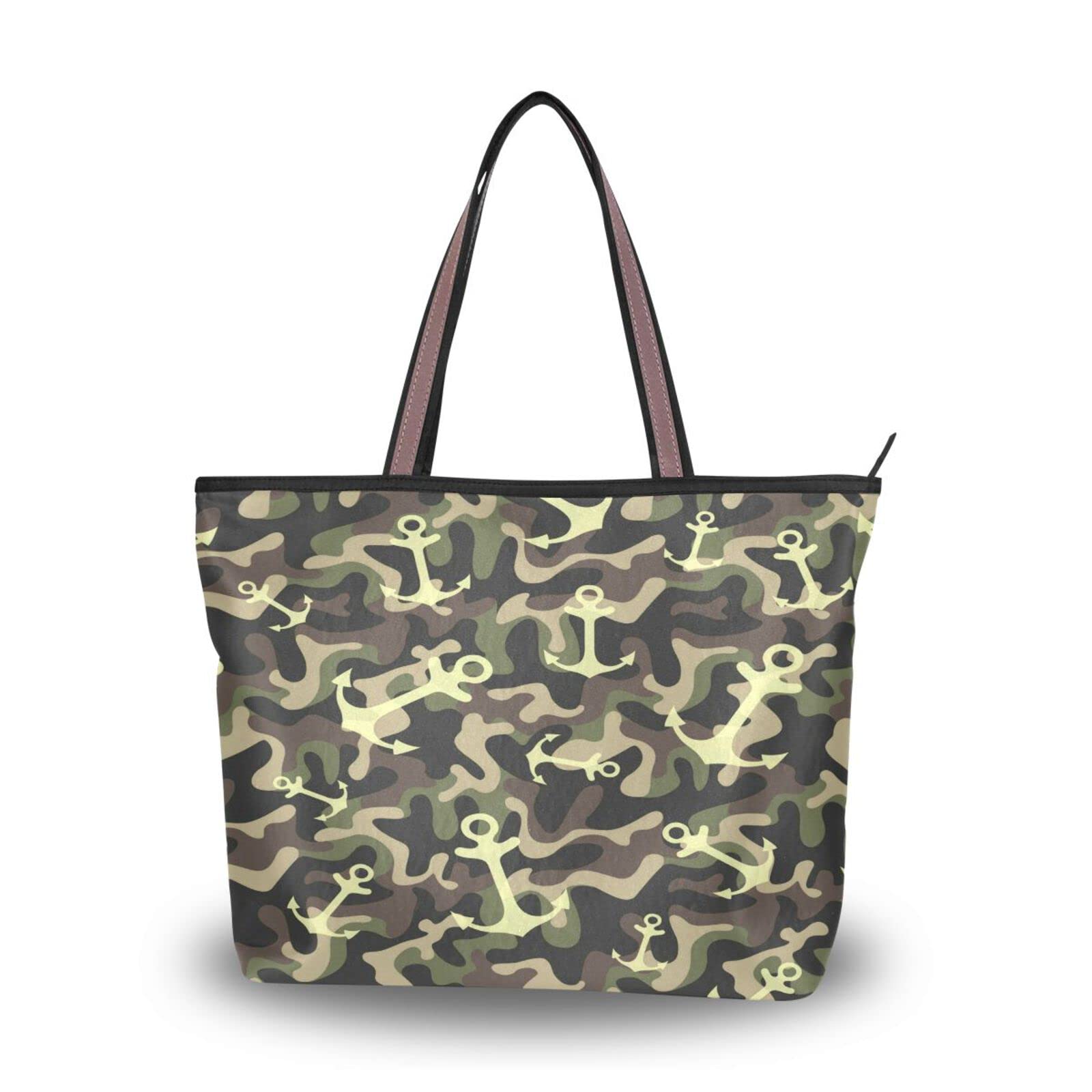 Anchor Camouflage Tote Bag for Women - Reusable Shoulder Handbag, Durable Beach & Travel Tote - Perfect for Shopping, Gym, Work & Outdoor Adventures