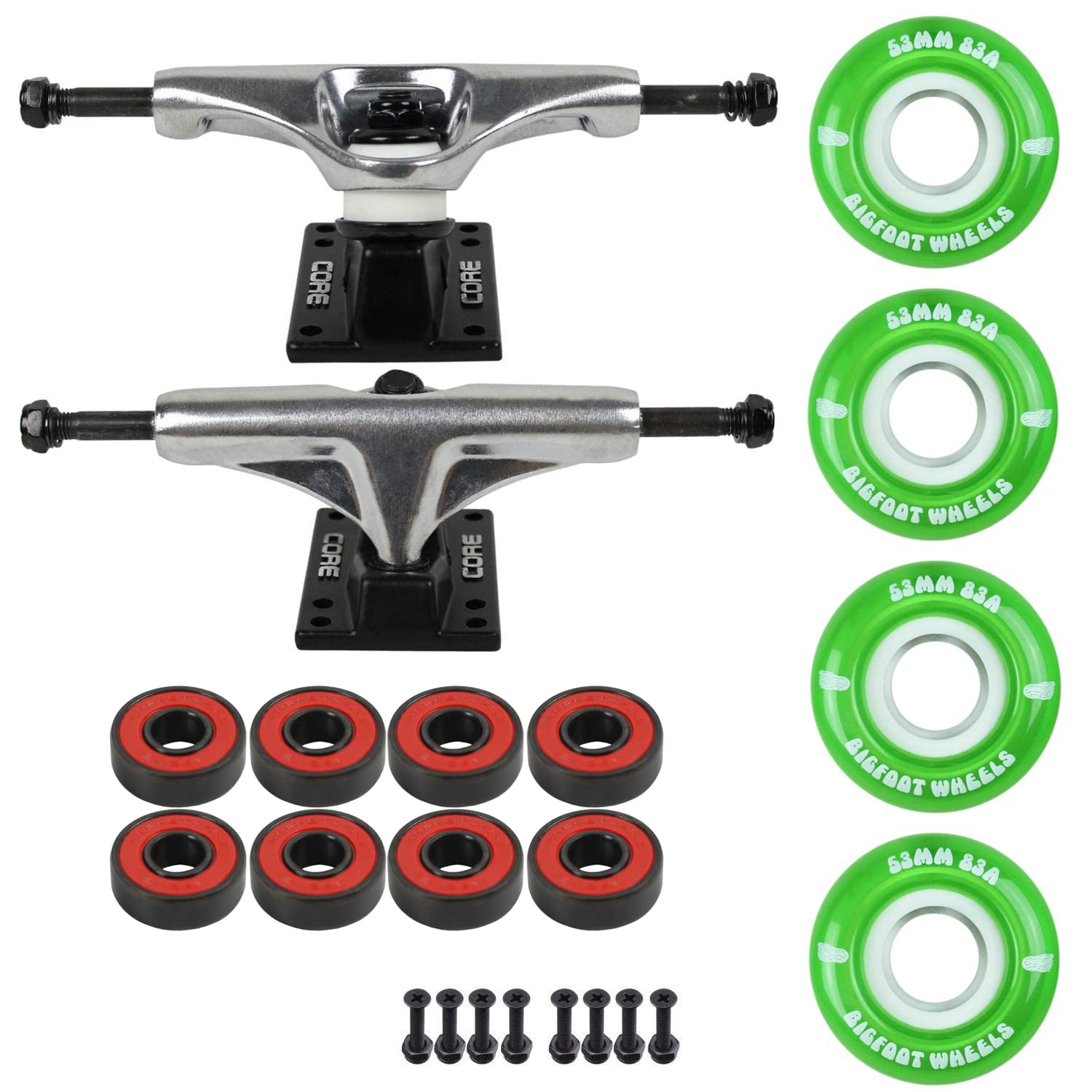 Premium Skateboard Cruiser Trucks & Wheels Set - 83A Soft Wheels with ABEC 5 Bearings for Smooth Riding - Perfect for Commuting, Campus Cruising & Urban Streets