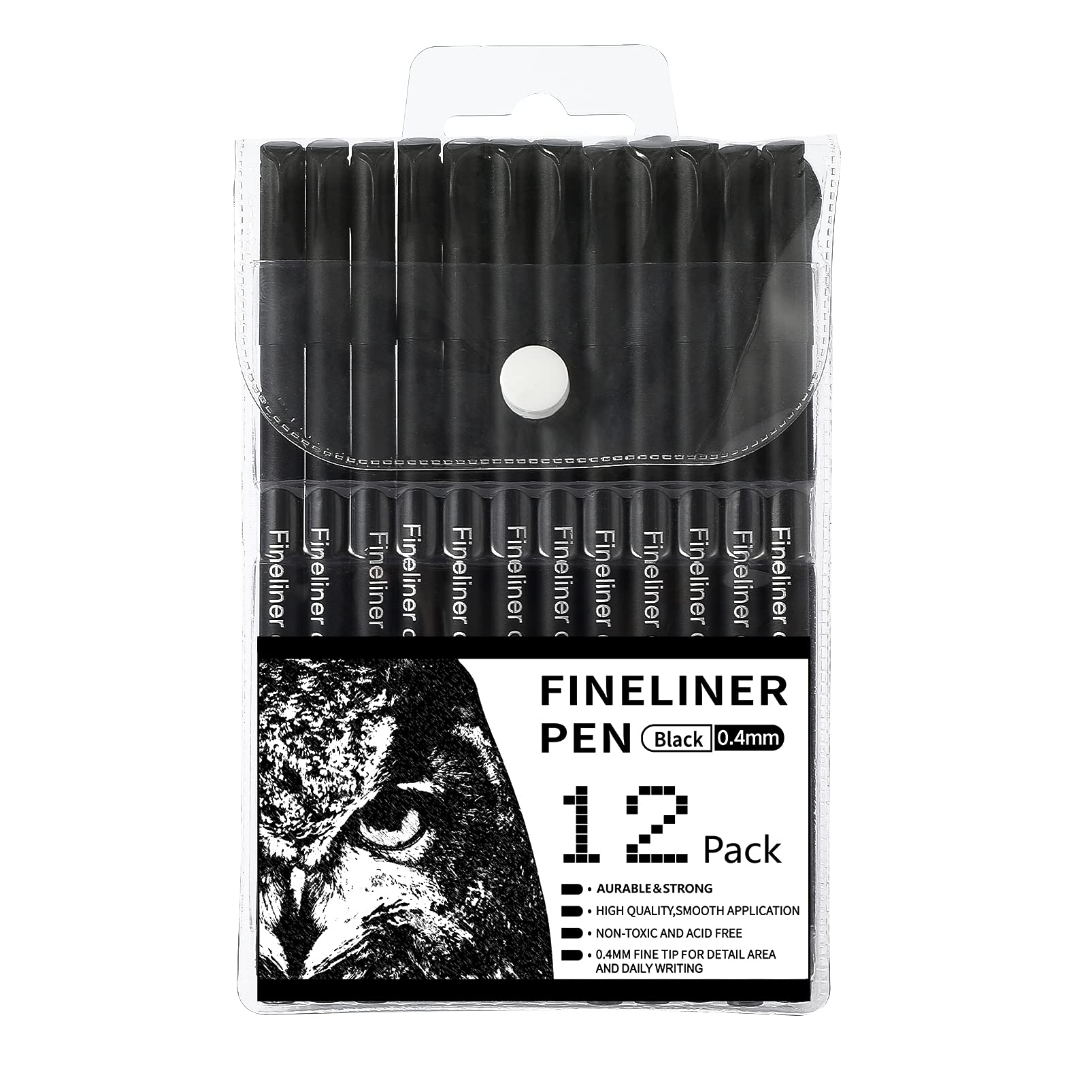 RIANCY 12 Pack Black Ink Fineliner Pens - Fine Tip Markers for Journaling, Note Taking, Office & School Supplies | Perfect for Students, Teachers, Planners & Back to School Essentials | Smooth Writing for Bullet Journals, Sketching & Art Projects