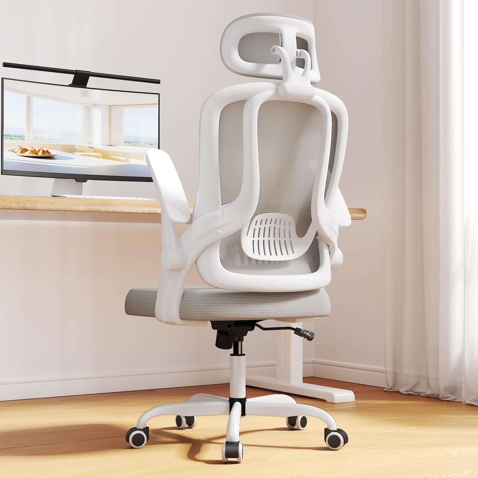 Ergonomic High Back Office Chair with 3D Adjustable Armrests & Lumbar Support - Breathable Mesh Computer Desk Chair with Adjustable Headrest - Perfect for Home Office, Gaming, Studying & Remote Work