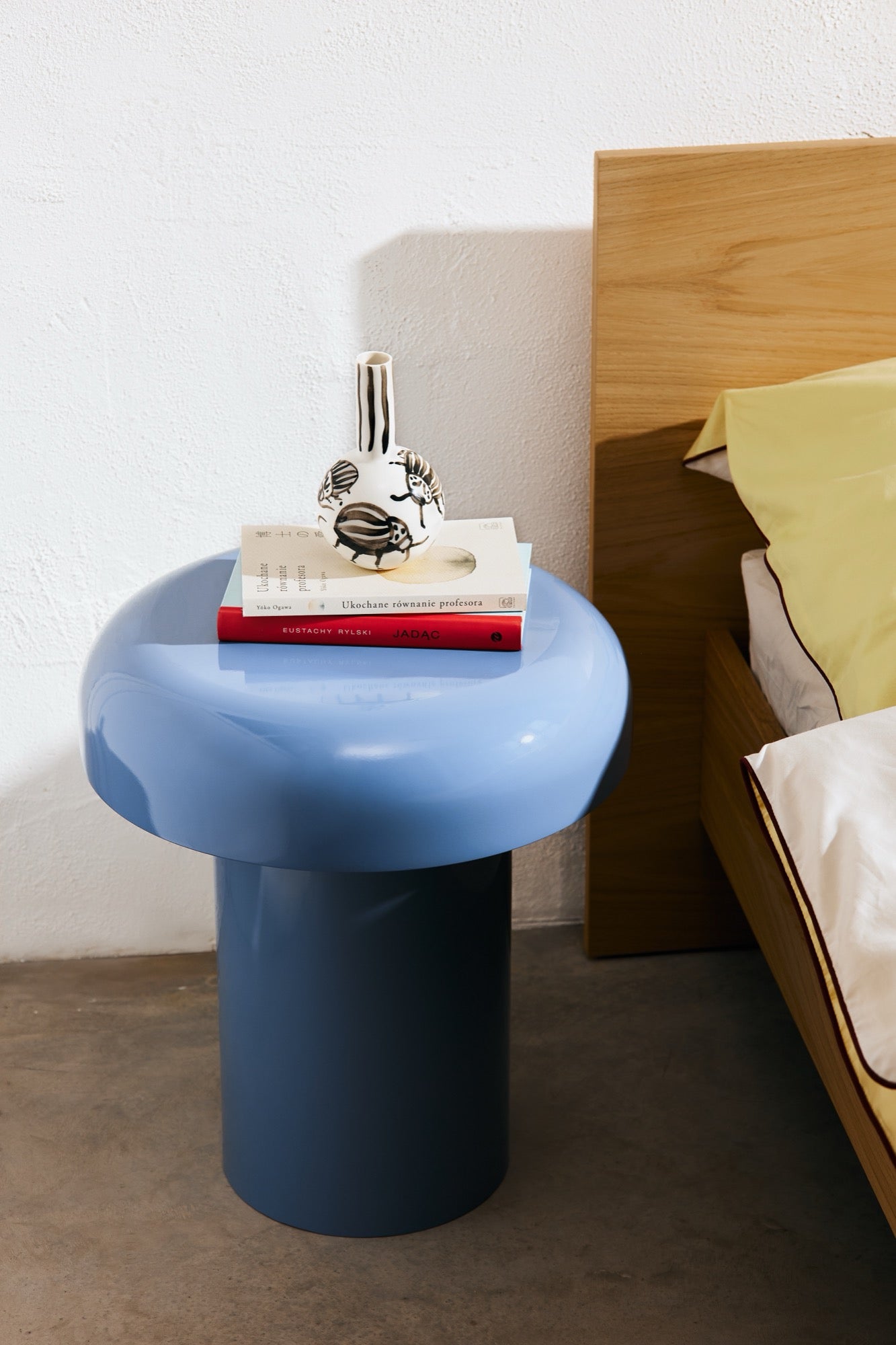 Miko Side Table - Modern Frosty Blue Nightstand for Bedroom, Living Room & Office - Small End Table with Storage Shelf - Compact Accent Table for Home Decor