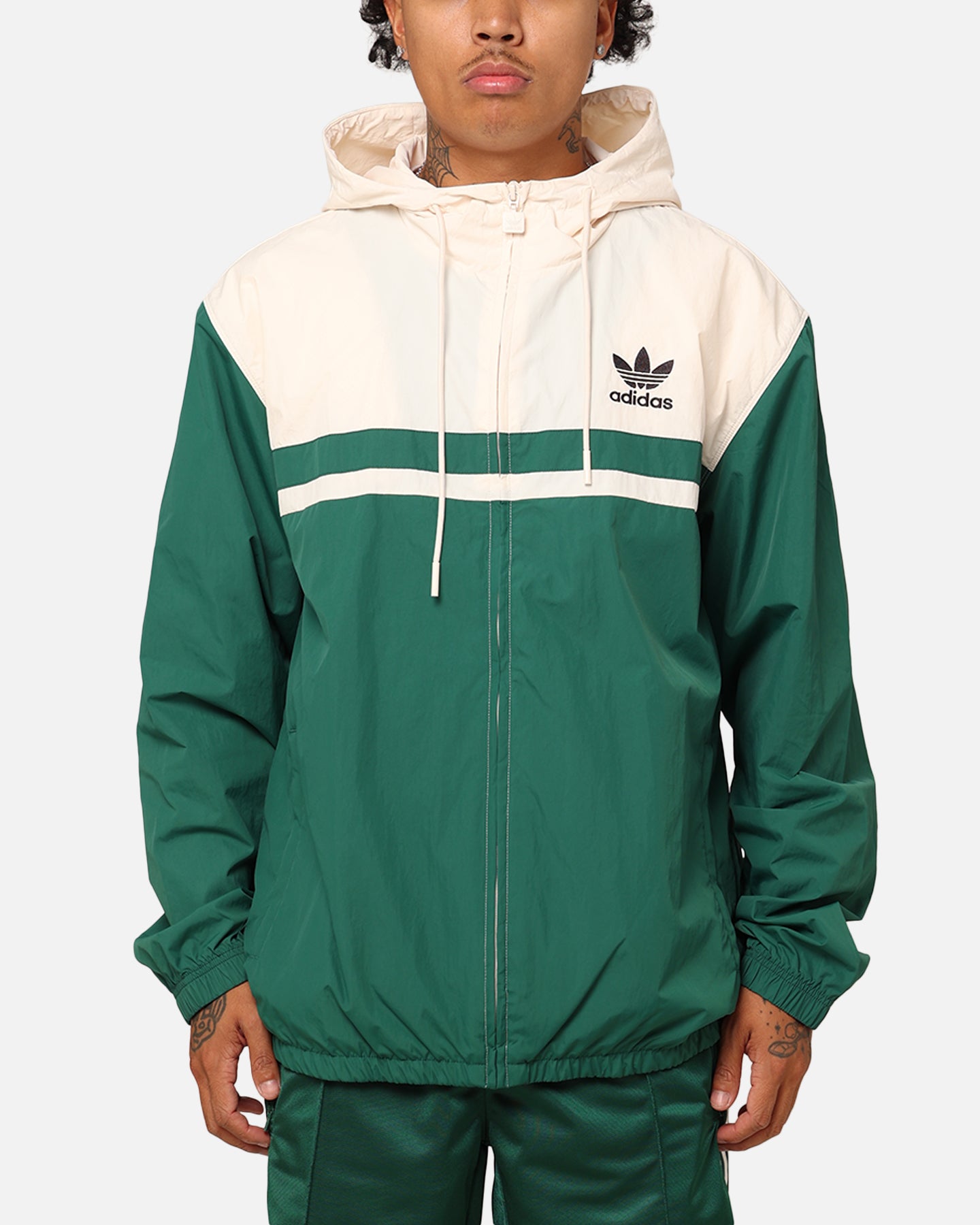 Adidas Windbreaker Jacket for Men & Women - Lightweight Water-Resistant Running Jacket with Hood - Green Outdoor Sports Jacket for Jogging, Hiking & Travel