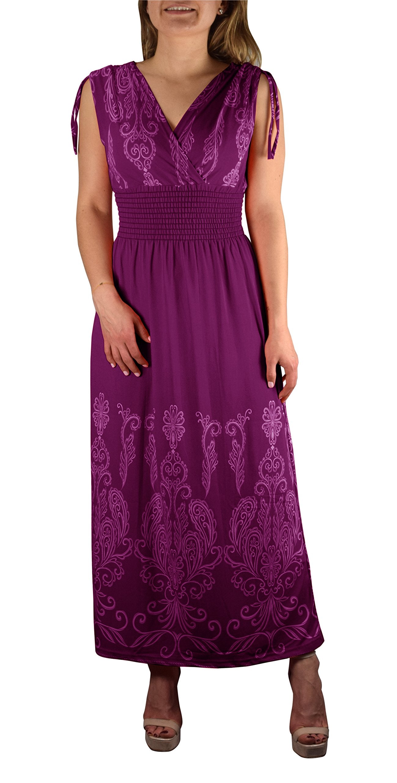 Women's Floral Boho Sleeveless Maxi Dress - Casual Summer Beach Long Dress for Cruise Vacation, Pool Party & Outdoor Date Night