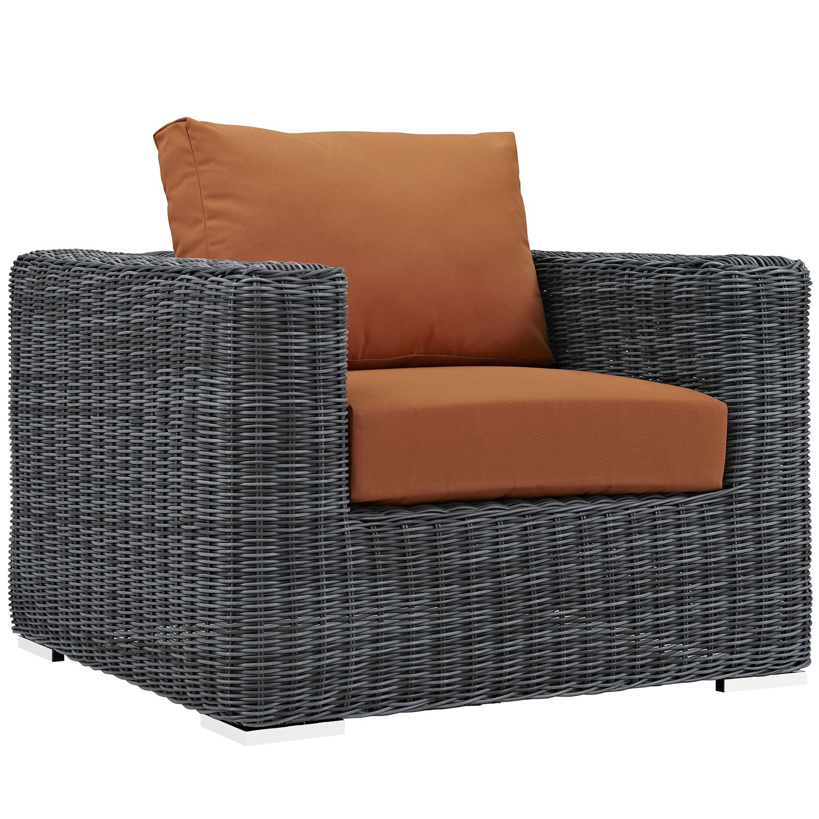 Modway Summon 3-Piece Outdoor Patio Sectional Sofa Set with Sunbrella Cushions in Canvas Tuscan - Waterproof Wicker Furniture for Backyard, Poolside & Garden Relaxation