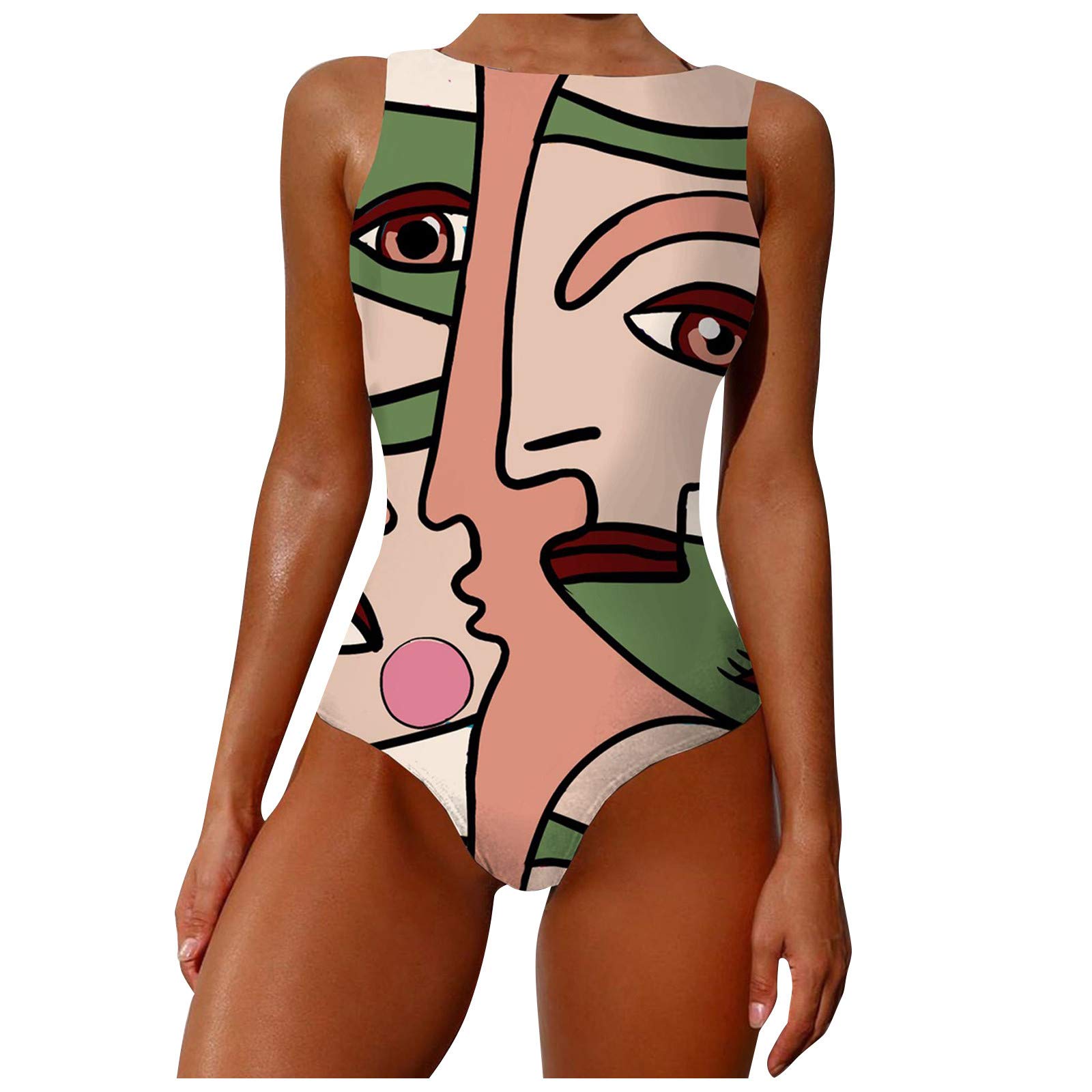 Vintage Retro Printed Tankini Swimsuits for Women - Athletic Bathing Suits for Swimming, Beach Vacation & Poolside Relaxation