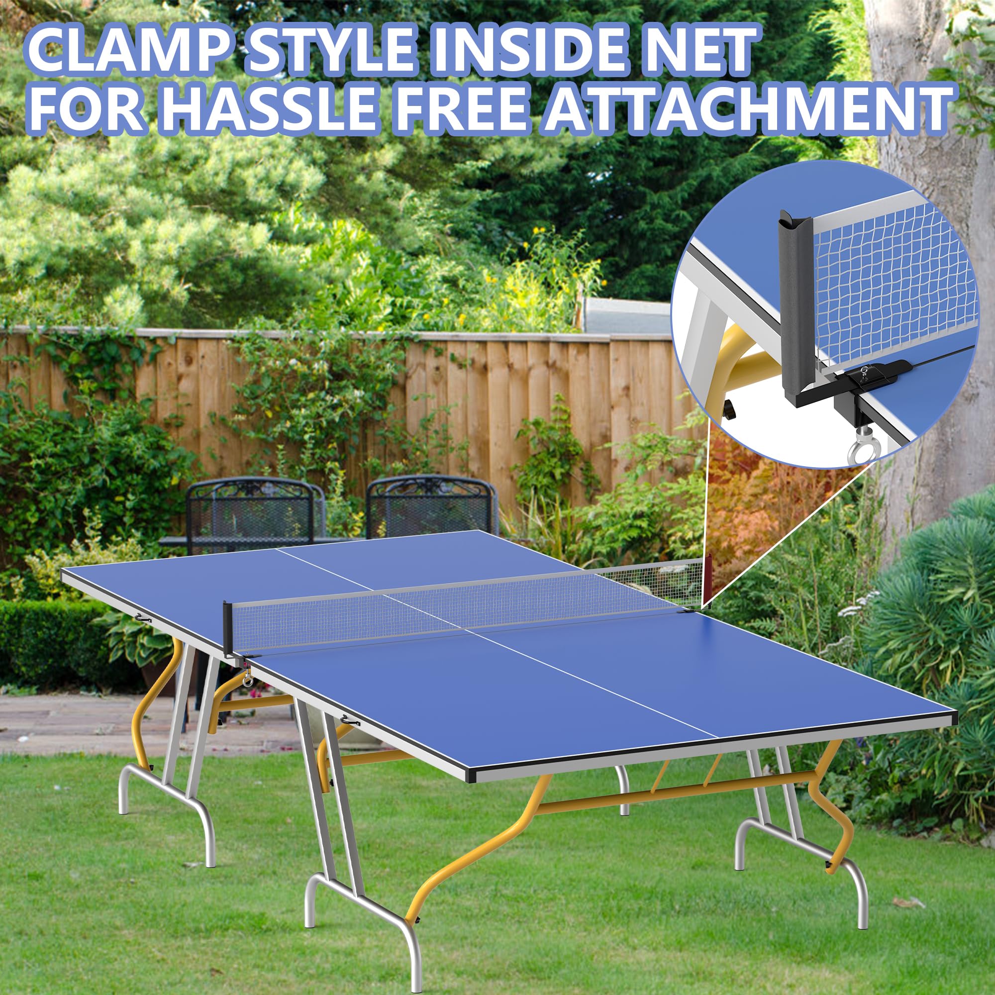 8FT/9FT Professional MDF Indoor Ping Pong Table with Net, 2 Paddles & 3 Balls - Foldable Portable Table Tennis Set for Home, Game Rooms & Family Fun - Perfect for Indoor Sports, Parties & Recreational Activities