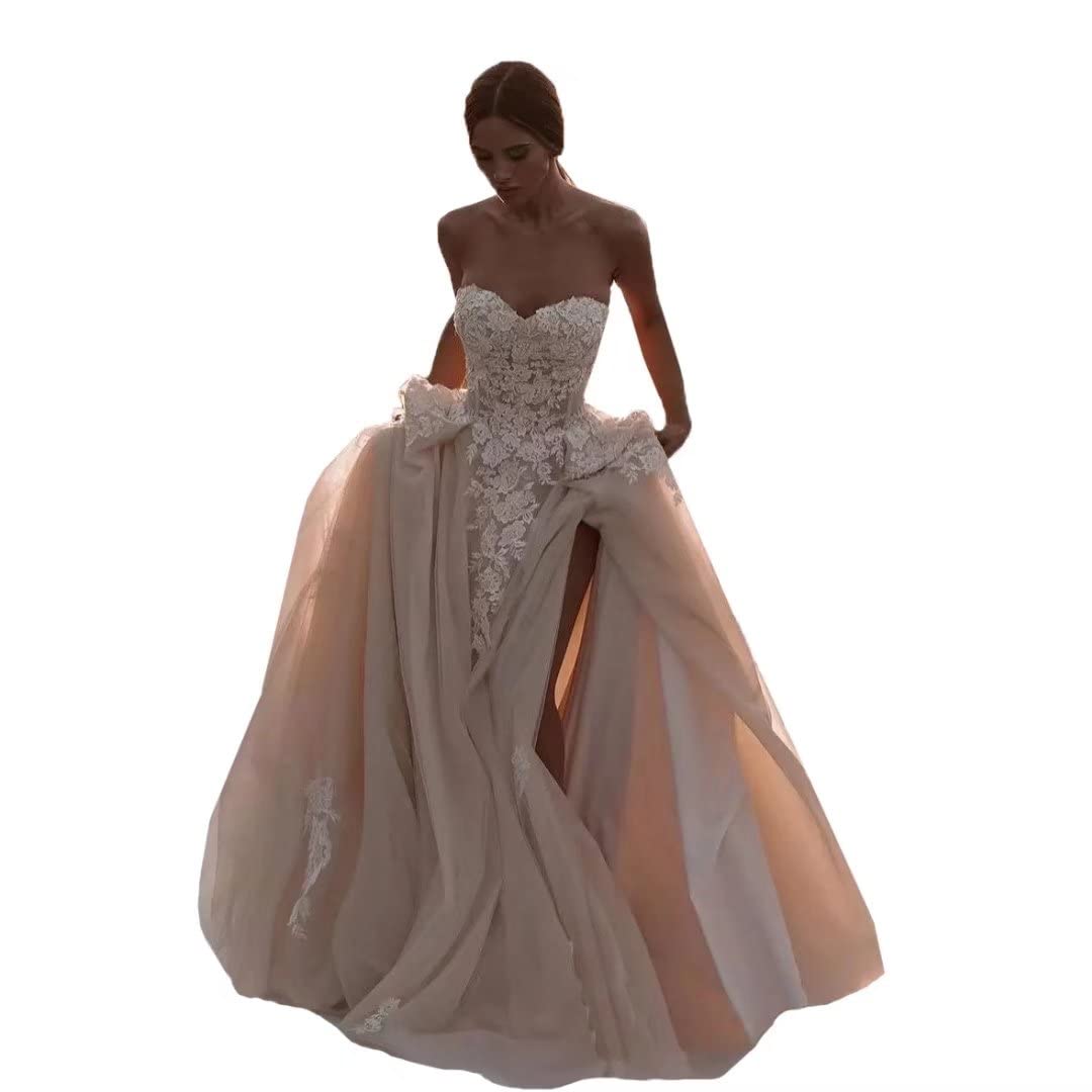 Elegant Mermaid Wedding Dress Satin Sweep Train V-Neck Backless Beach Bridal Gown for Romantic Beach Weddings & Destination Ceremonies