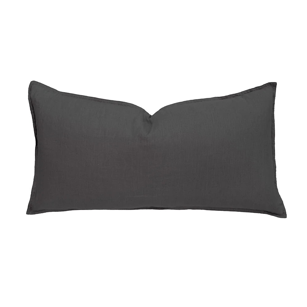 Bambury Charcoal Linen Cushion Cover - Soft & Durable Long Throw Pillow Case for Sofa, Bed, or Outdoor Furniture
