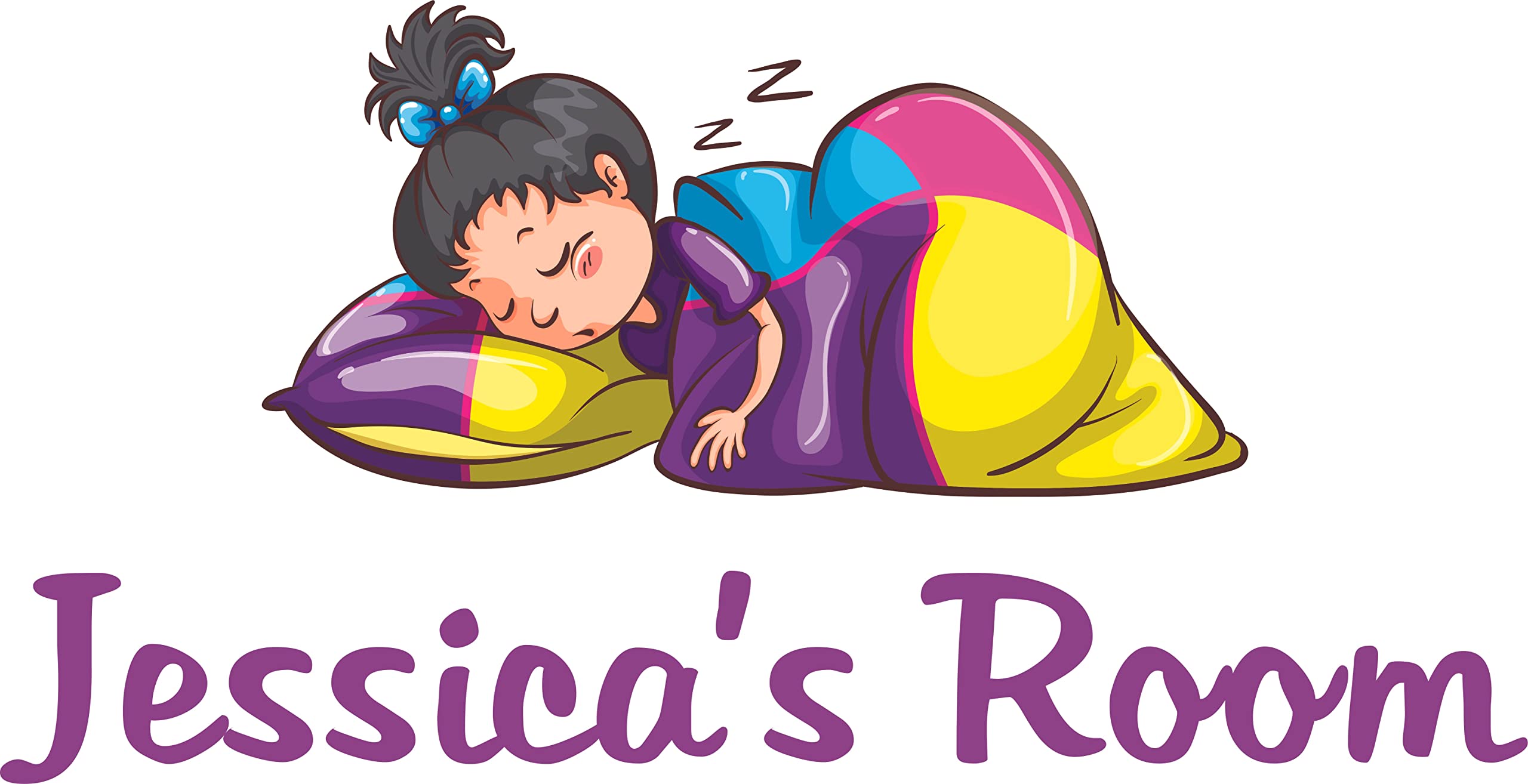 Cute Girl Sleeping Wall Decals - Baby Nursery Decor for Kids Room, 12x20 inch