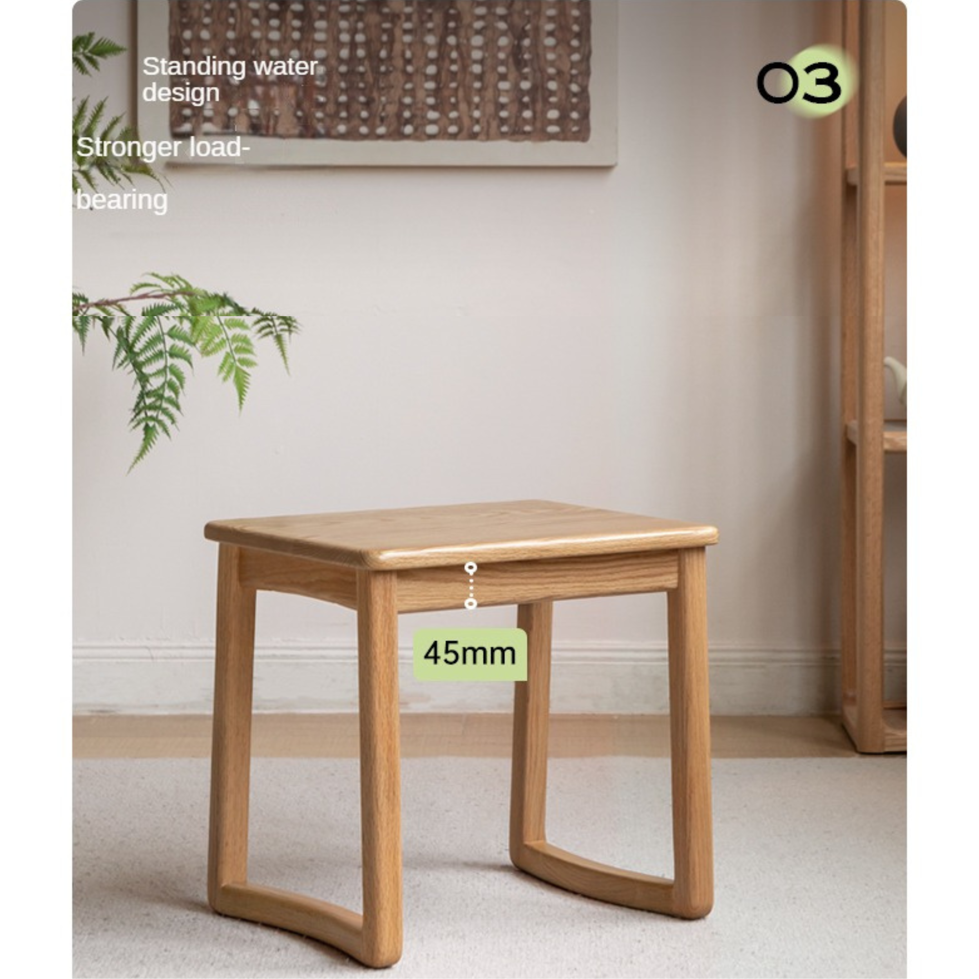 Premium Oak & Ash Solid Wood Tea Stool - Handcrafted Rustic Side Table for Living Room, Bedroom, or Balcony - Perfect for Tea Ceremonies, Reading Nook, or Decorative Accent