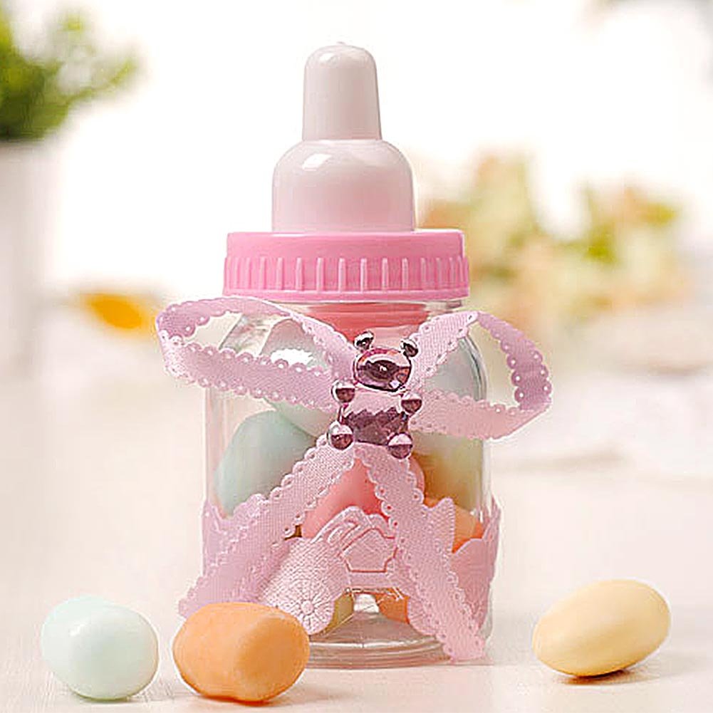50Pcs Reusable Plastic Shower Bottles - 1.6 x 3.5 Inch Fillable Candy Containers for Baby Shower, Birthday Party Decorations - Perfect for Wedding Favors, Candy Buffets & DIY Craft Projects