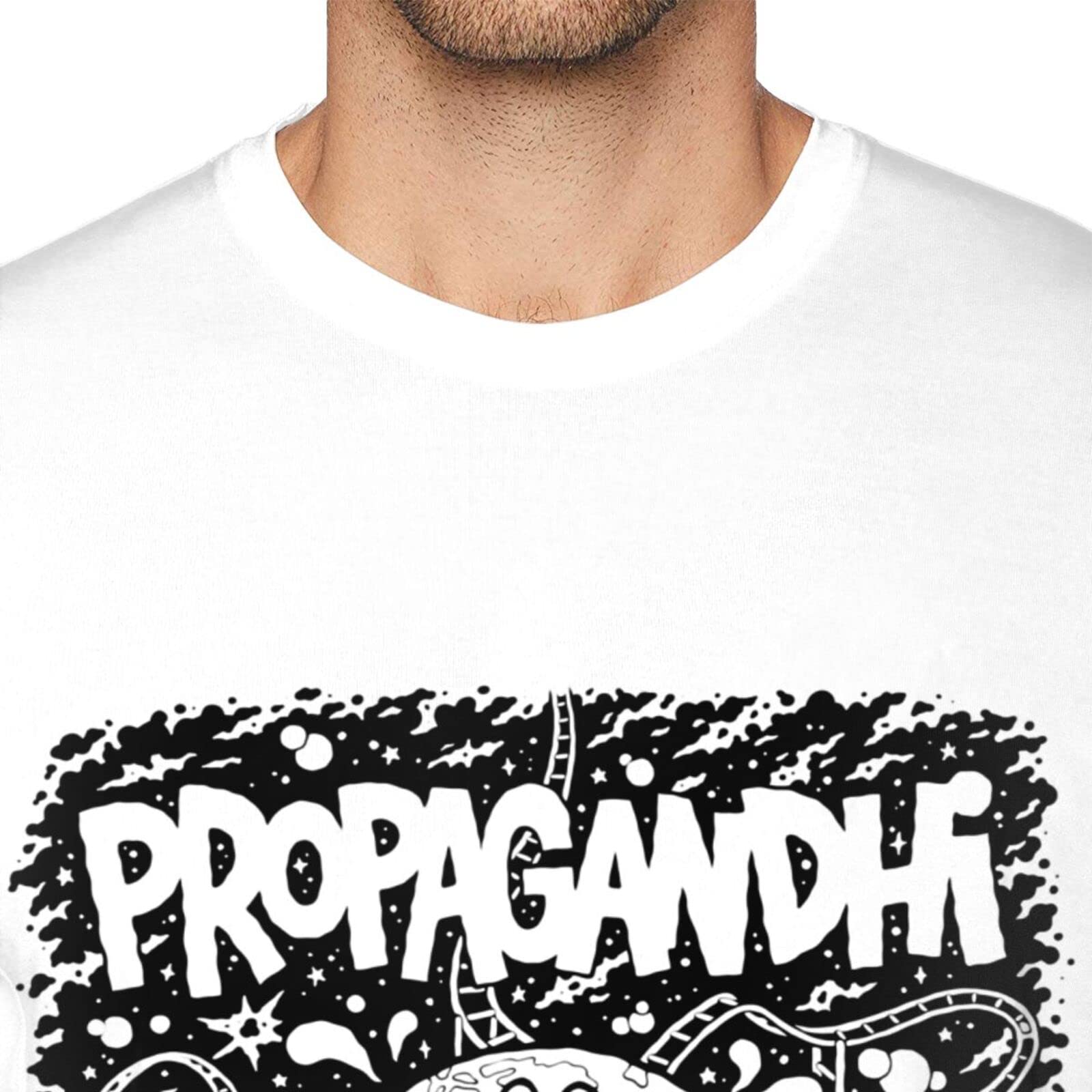 Beahala Propagandhi Men's Graphic T-Shirt - Summer Round Neck Short Sleeve Cotton Tee - White Casual Shirt for Streetwear, Concerts & Everyday Outfits