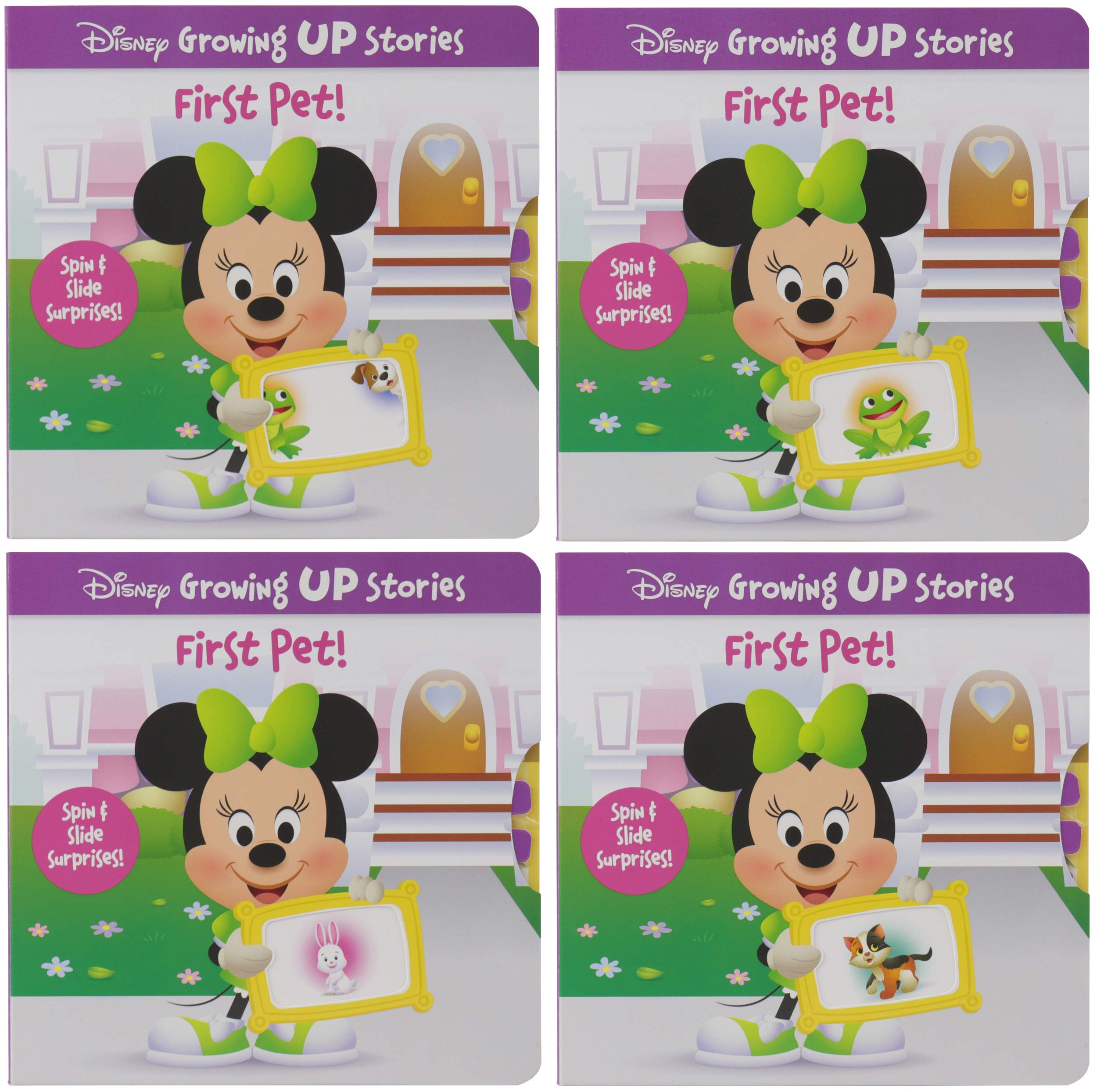 Disney Minnie Mouse First Pet Growing Up Storybook - Interactive Spin & Slide Surprise - PI Kids Early Learning Toy - Perfect for Toddler Bedtime Stories & Preschool Education
