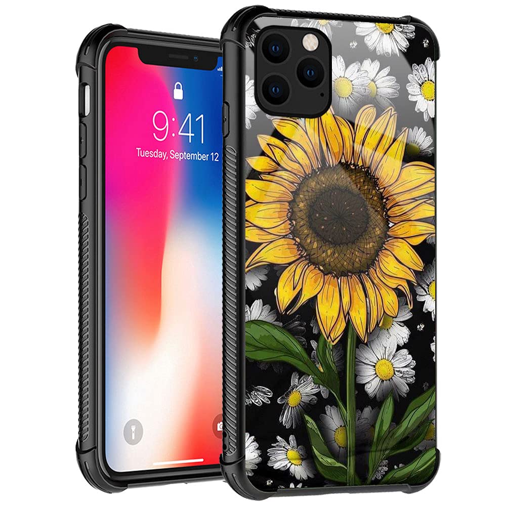 Sunflower Floral iPhone 13 Pro Case - Cute Flower Design Protective Cover for Women & Girls | Perfect for Everyday Use, Work & Outdoor Activities