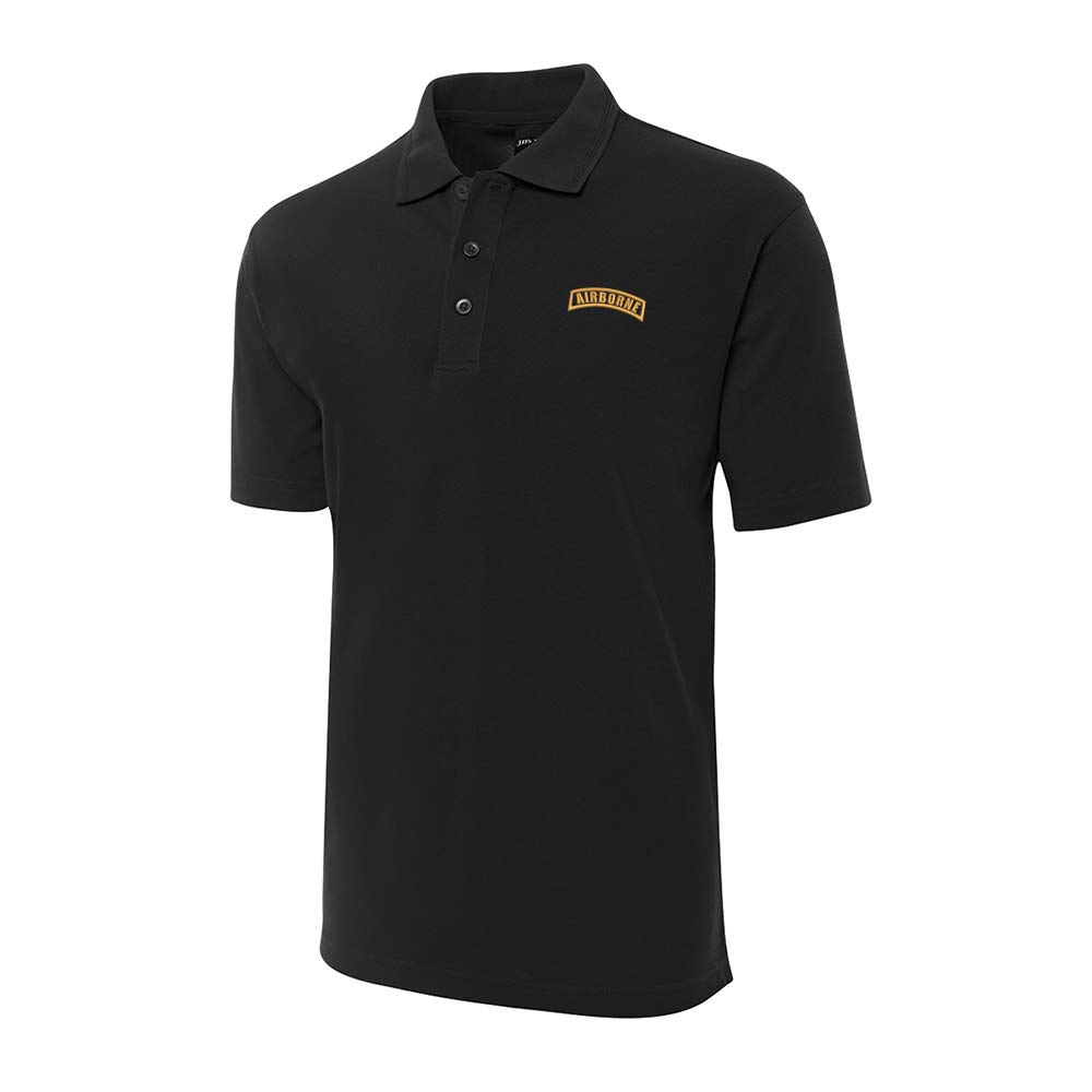 Men's Army Airborne Embroidered Short Sleeve Polo Shirts - Military Style Casual Top for Outdoor, Work & Everyday Wear