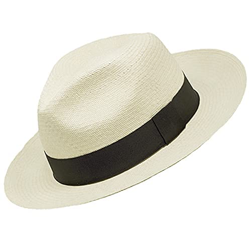 Genuine Natural Panama Hat Fedora for Men & Women - Adjustable Horsehair Hat Band - Classic Summer Sun Hat for Beach, Travel, and Outdoor Activities