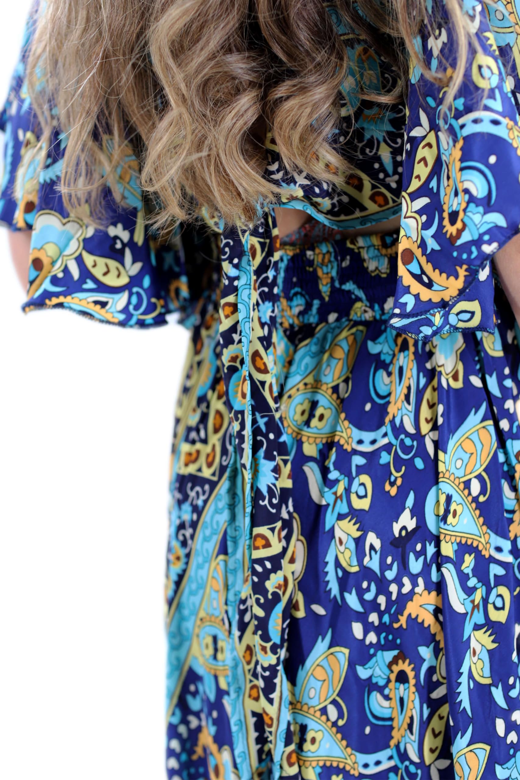 La Fiorentina Women's Long Flowy Floral Maxi Dress in Navy Blue - Perfect for Beach Vacations, Summer Parties & Boho Chic Outfits